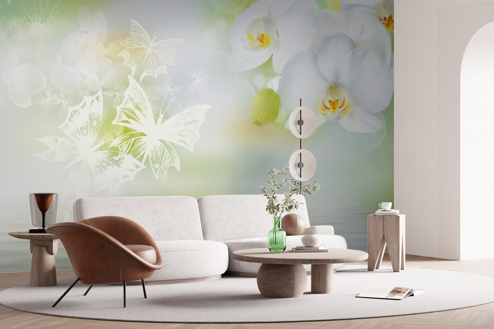 Fototapeta Snehobiele orchidey sa odrážajú vo vode