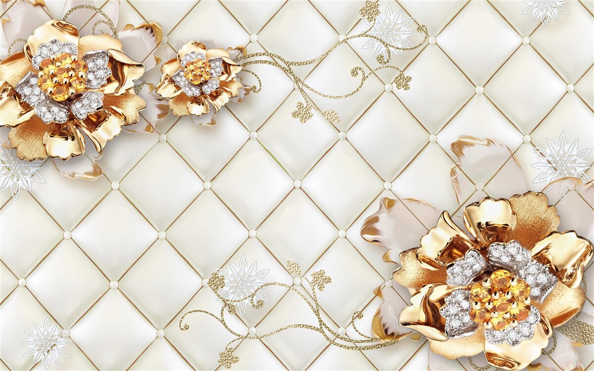 Fototapeta kvetné puky s perlami, pripomínajúce zlato