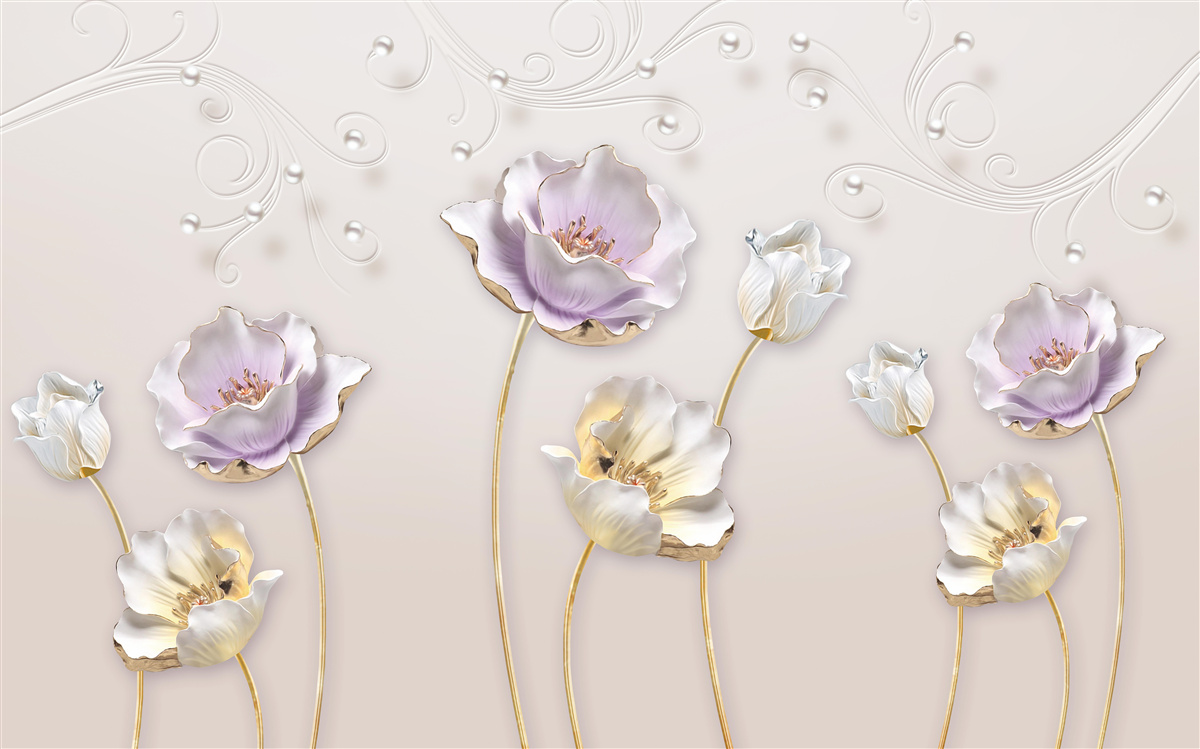 Fototapeta biele a modré lotosy s ladným tvarom