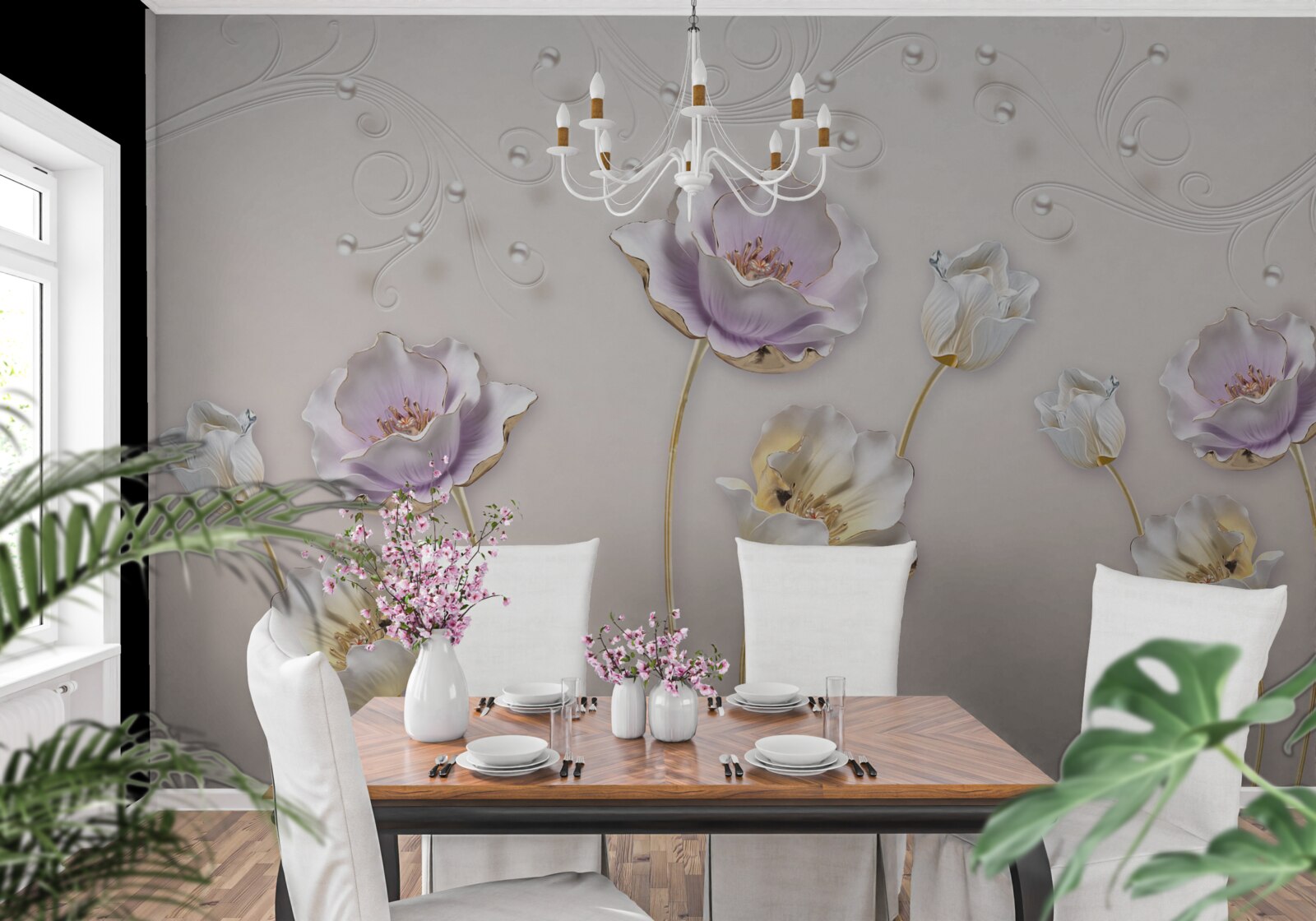 Fototapeta biele a modré lotosy s ladným tvarom