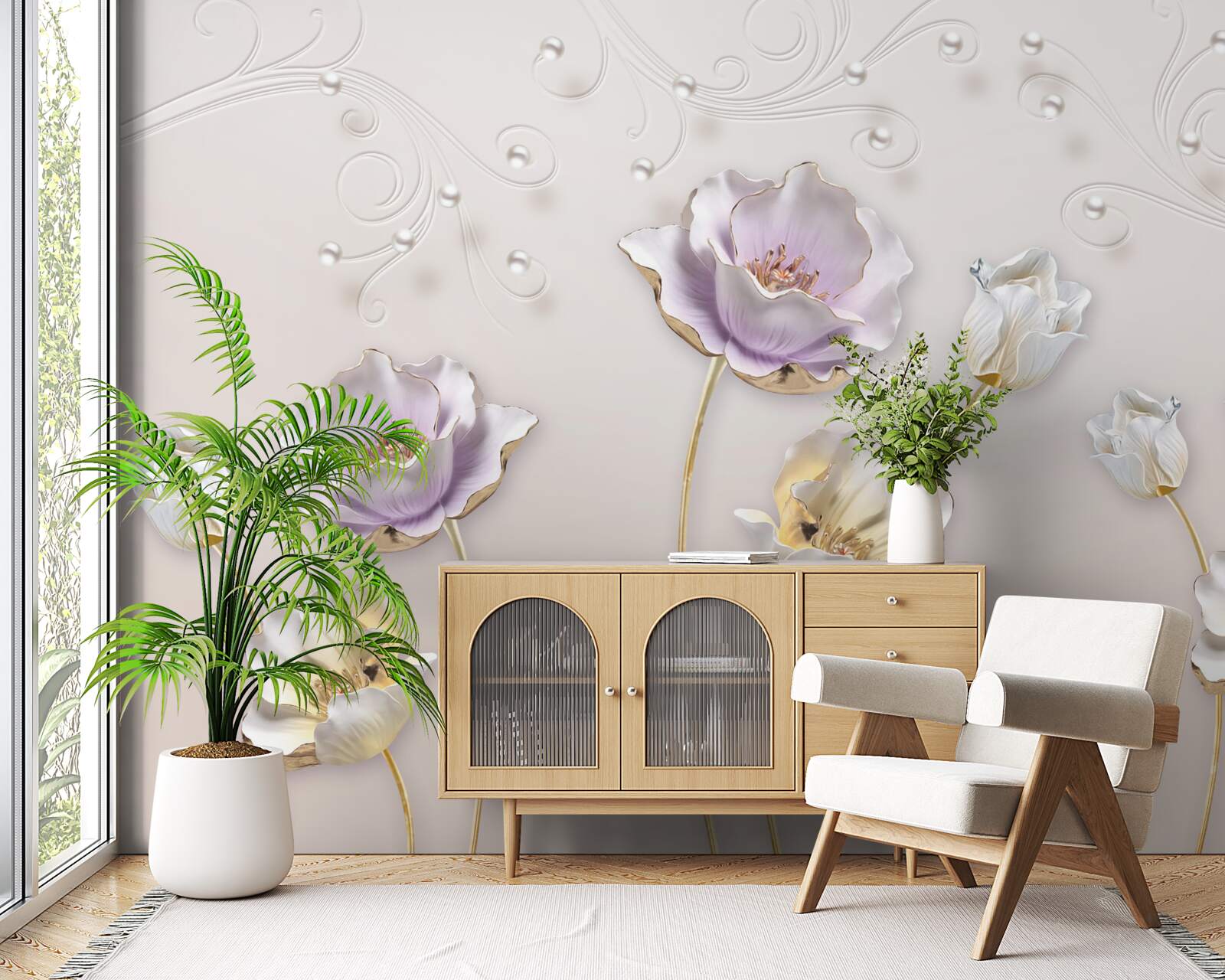 Fototapeta biele a modré lotosy s ladným tvarom