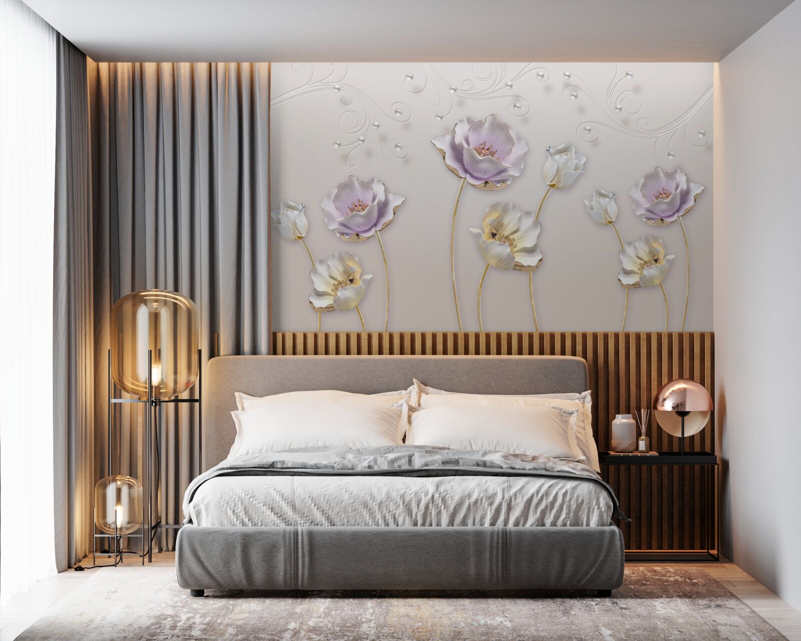 Fototapeta biele a modré lotosy s ladným tvarom