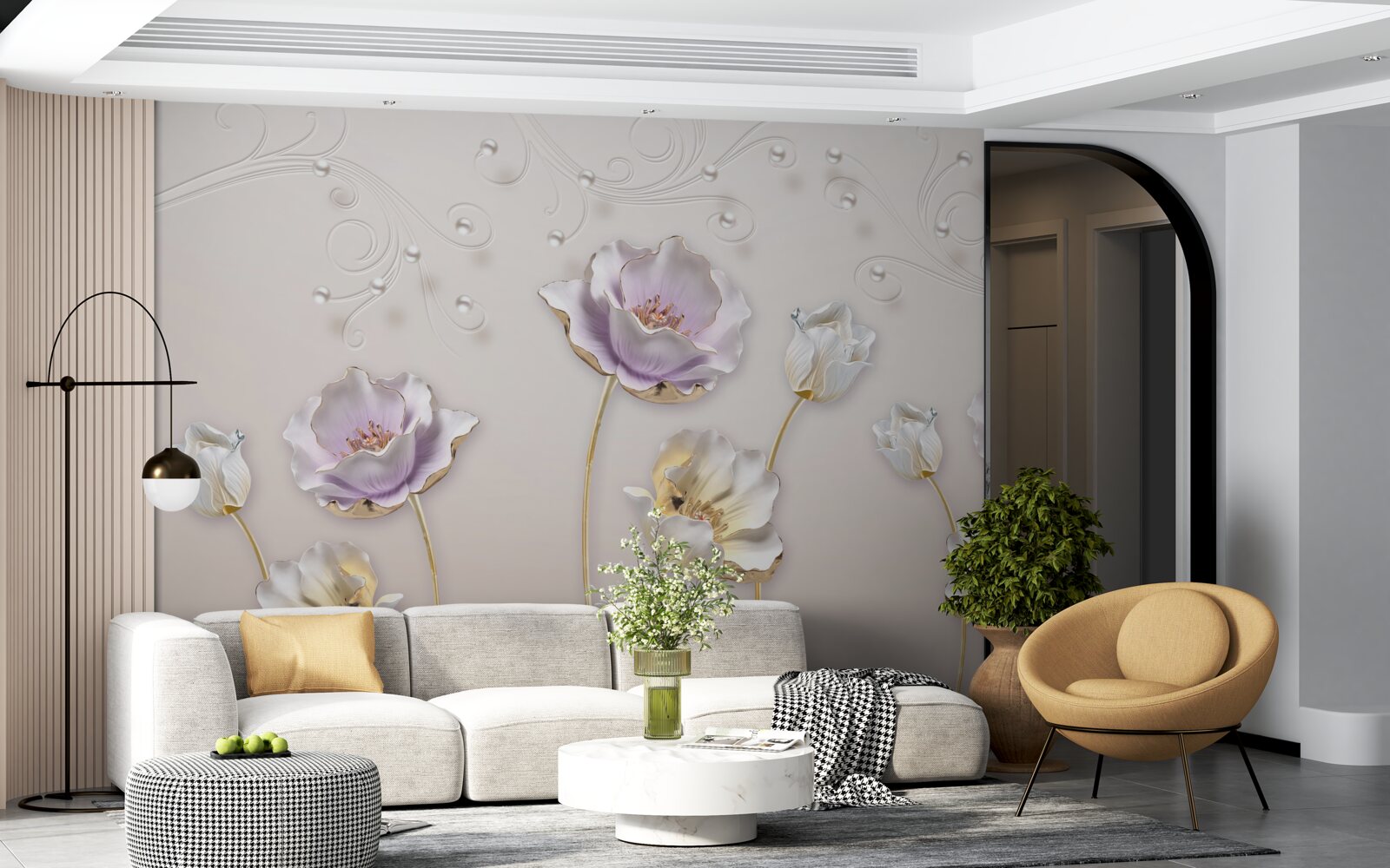 Fototapeta biele a modré lotosy s ladným tvarom