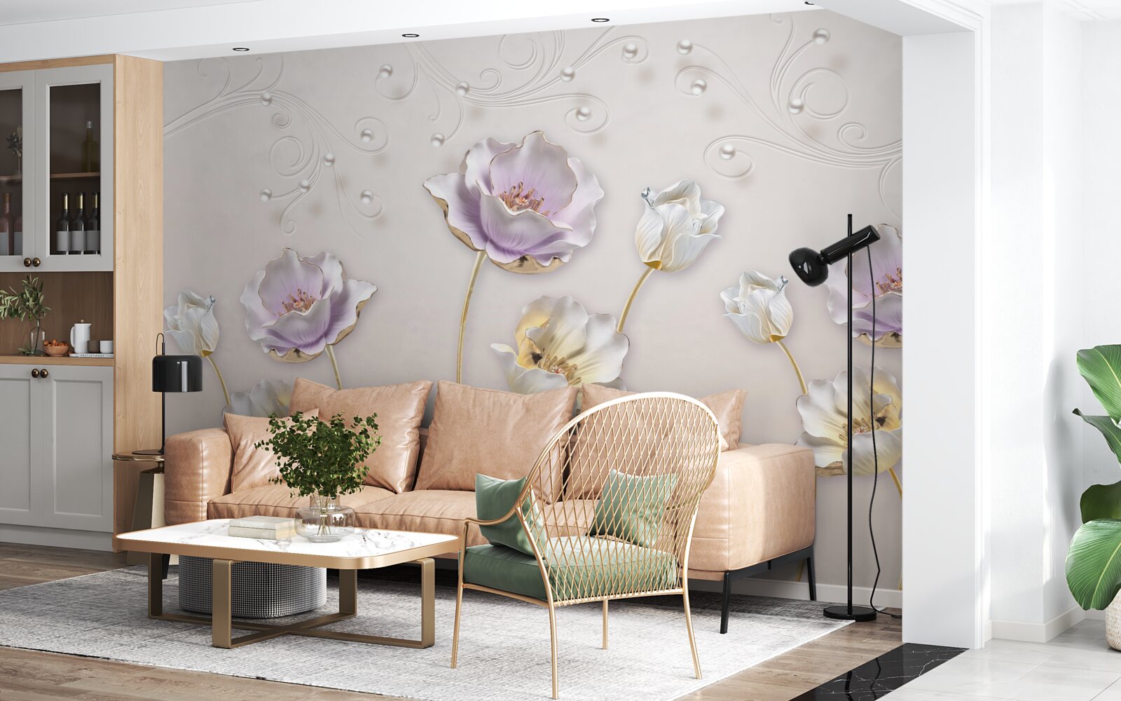 Fototapeta biele a modré lotosy s ladným tvarom