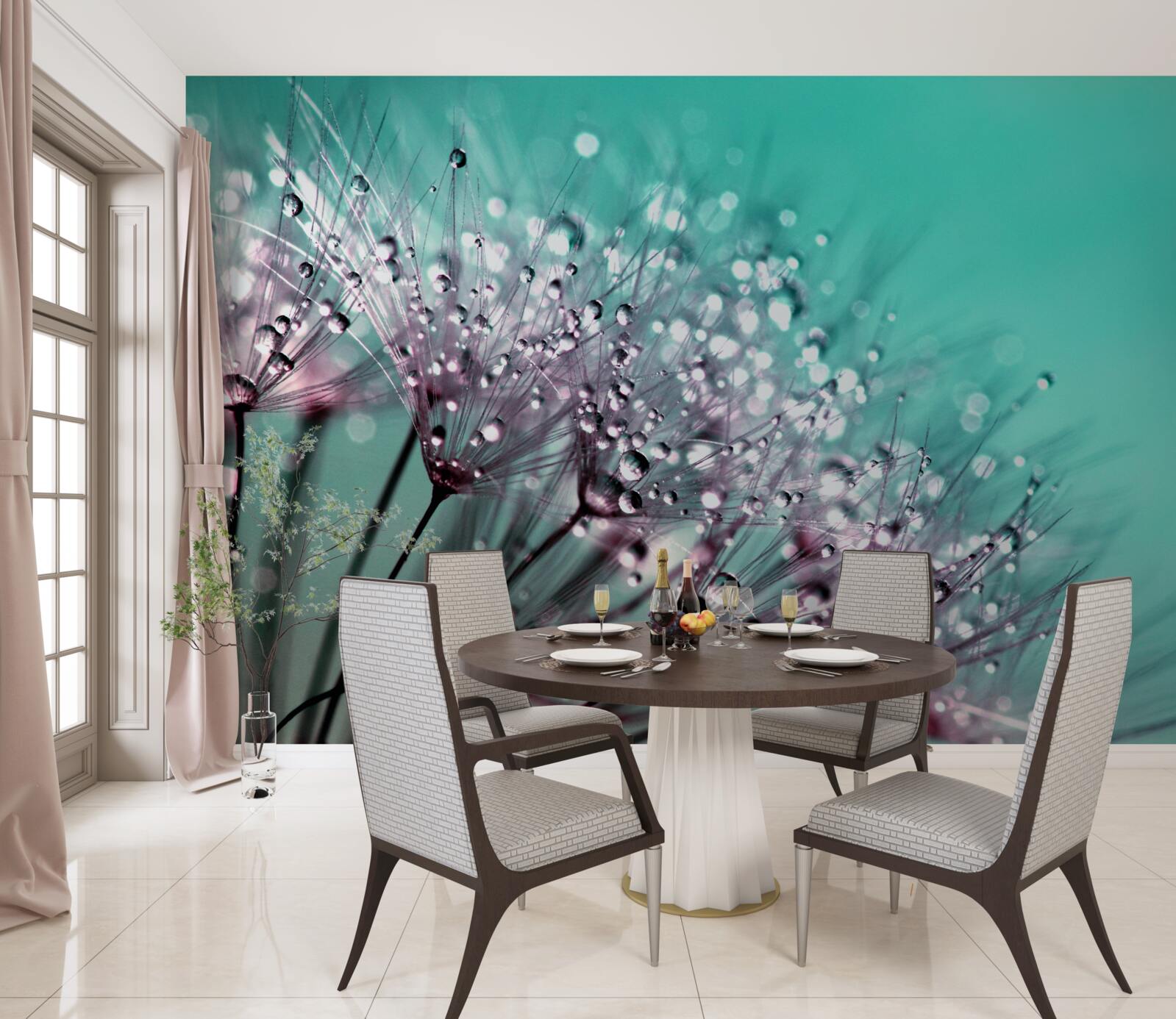 Fototapeta ranná rosa na kvete púpavy