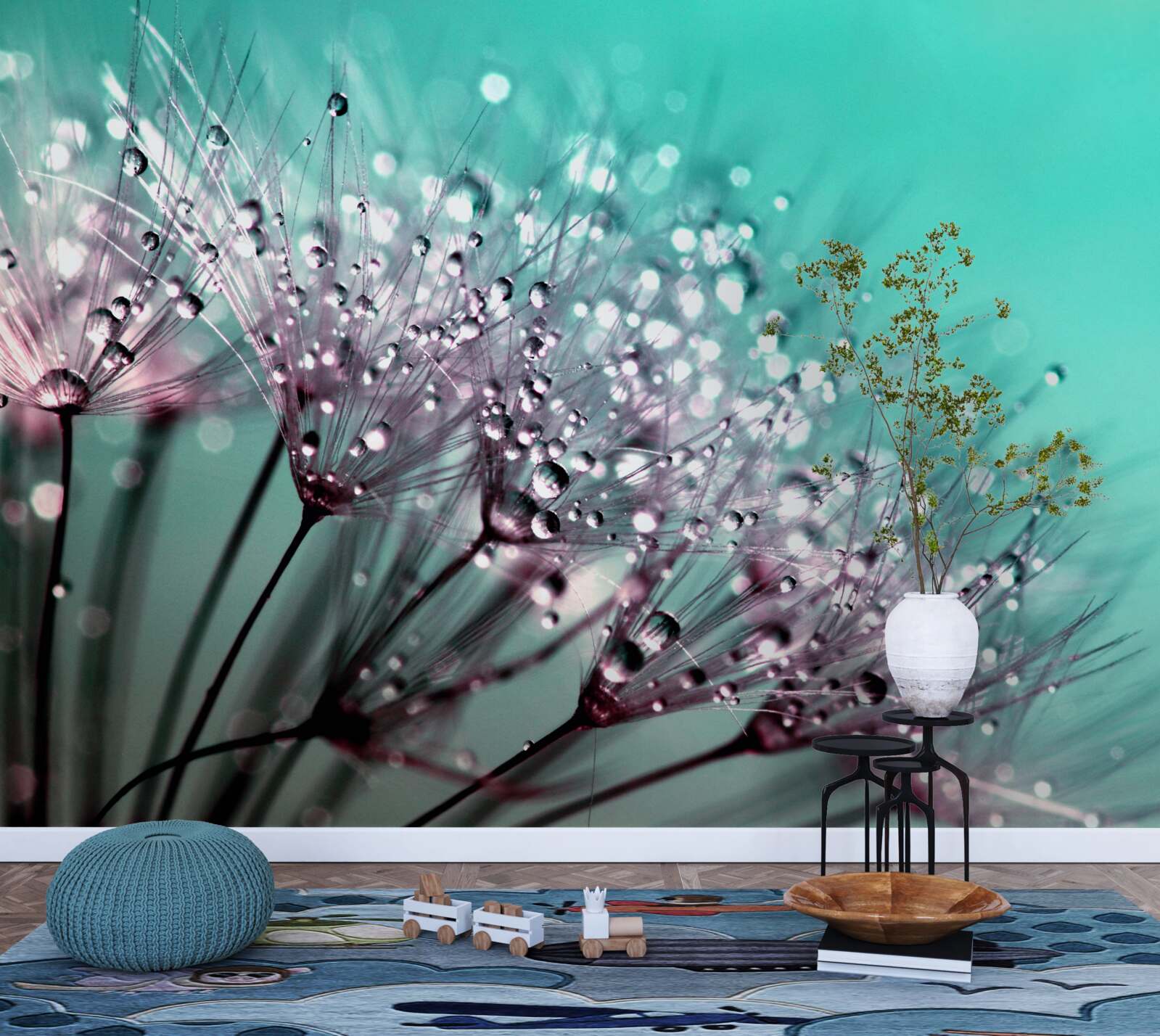 Fototapeta ranná rosa na kvete púpavy