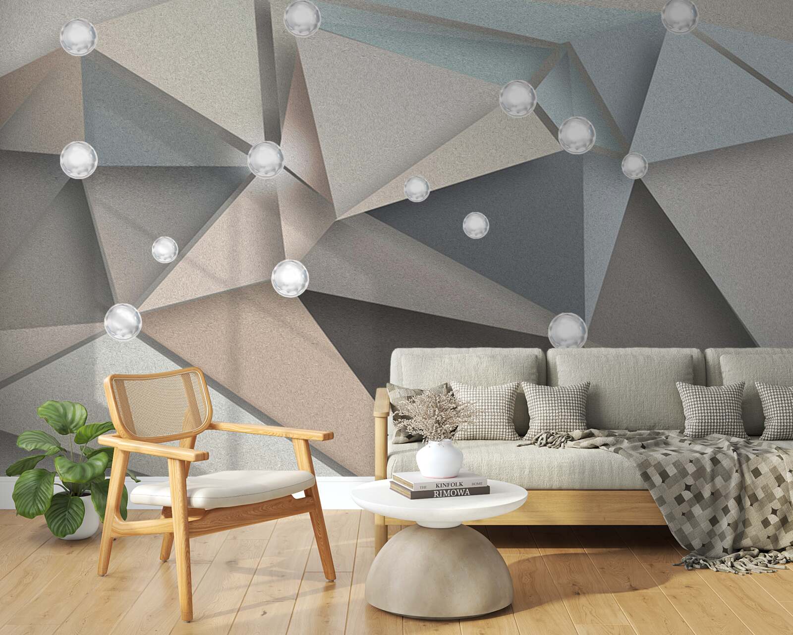 Fototapeta perleť na trojuholníkoch v pastelových odtieňoch