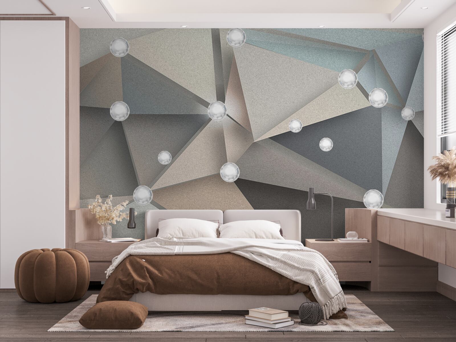 Fototapeta perleť na trojuholníkoch v pastelových odtieňoch