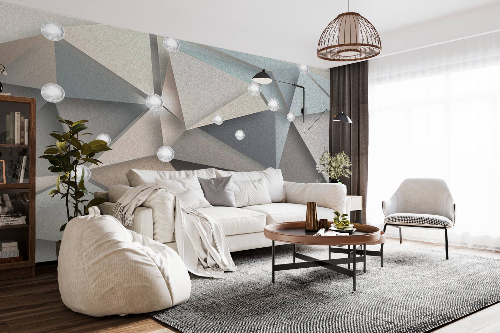 Fototapeta perleť na trojuholníkoch v pastelových odtieňoch