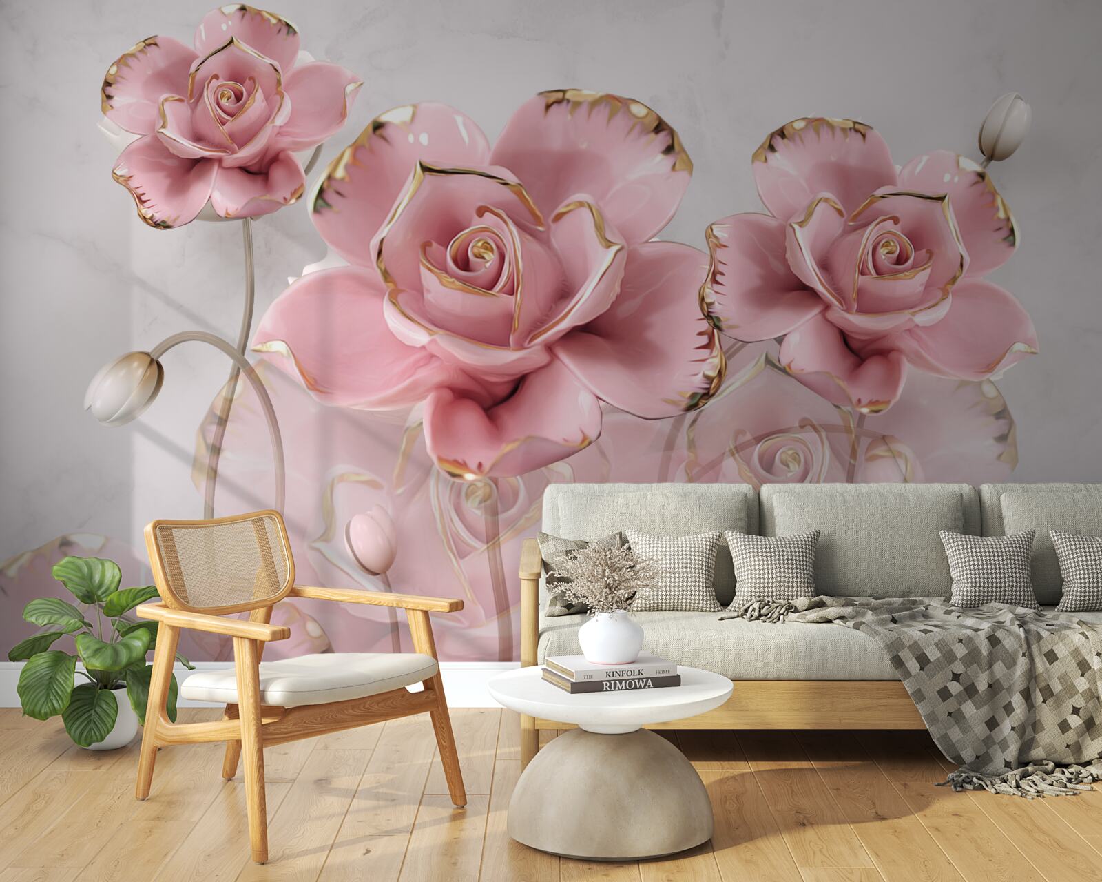 Fototapeta jemné pozadie je zdobené ružovými ružami