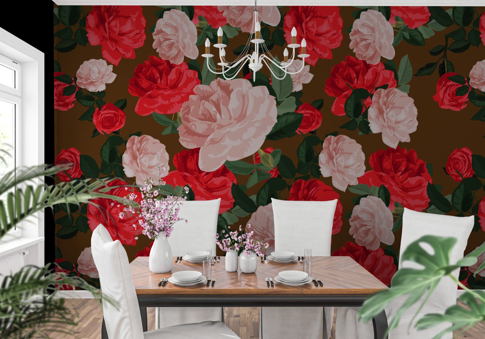 Fototapeta červené a ružové kvety ruží