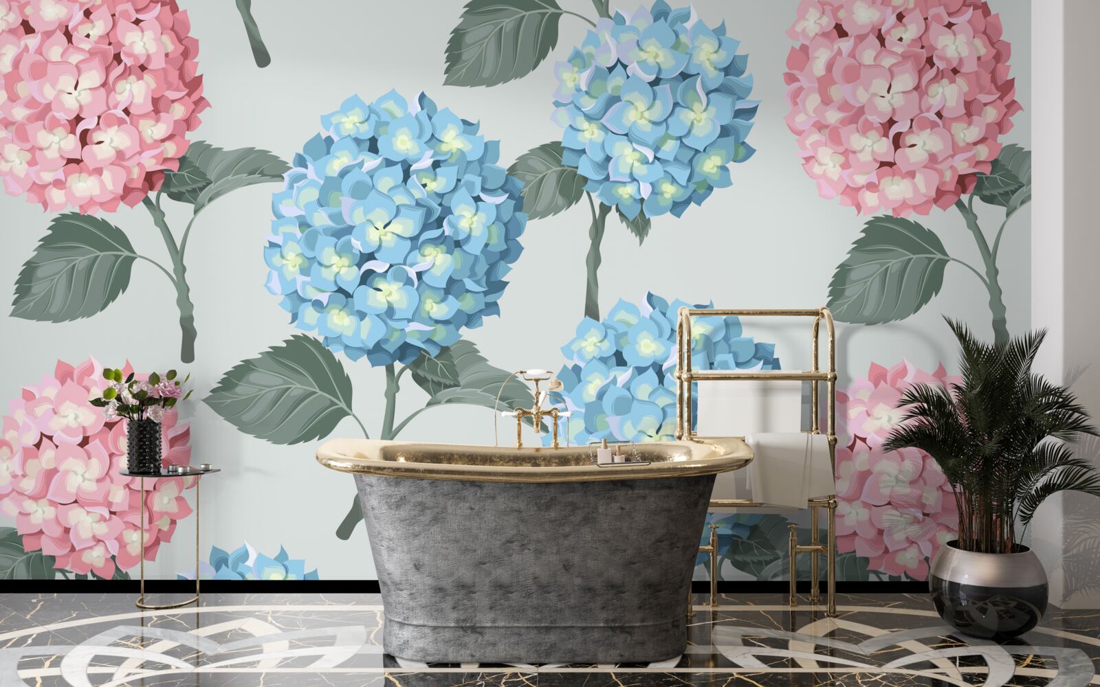 Fototapeta ružové a modré hortenzie