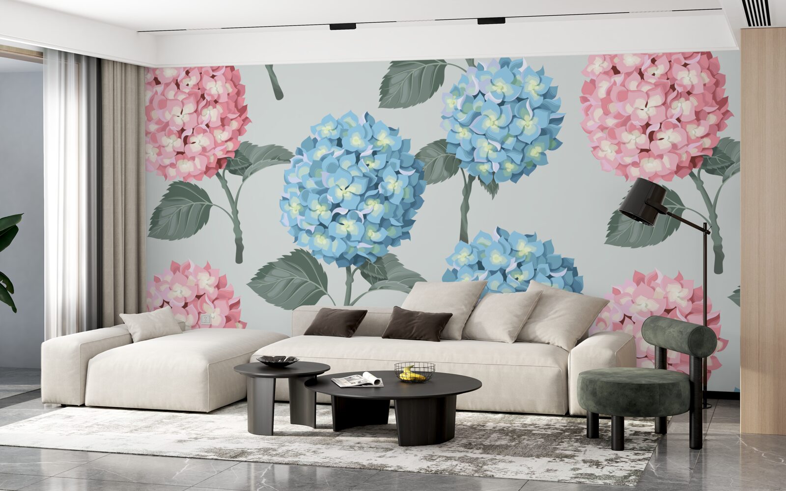 Fototapeta ružové a modré hortenzie