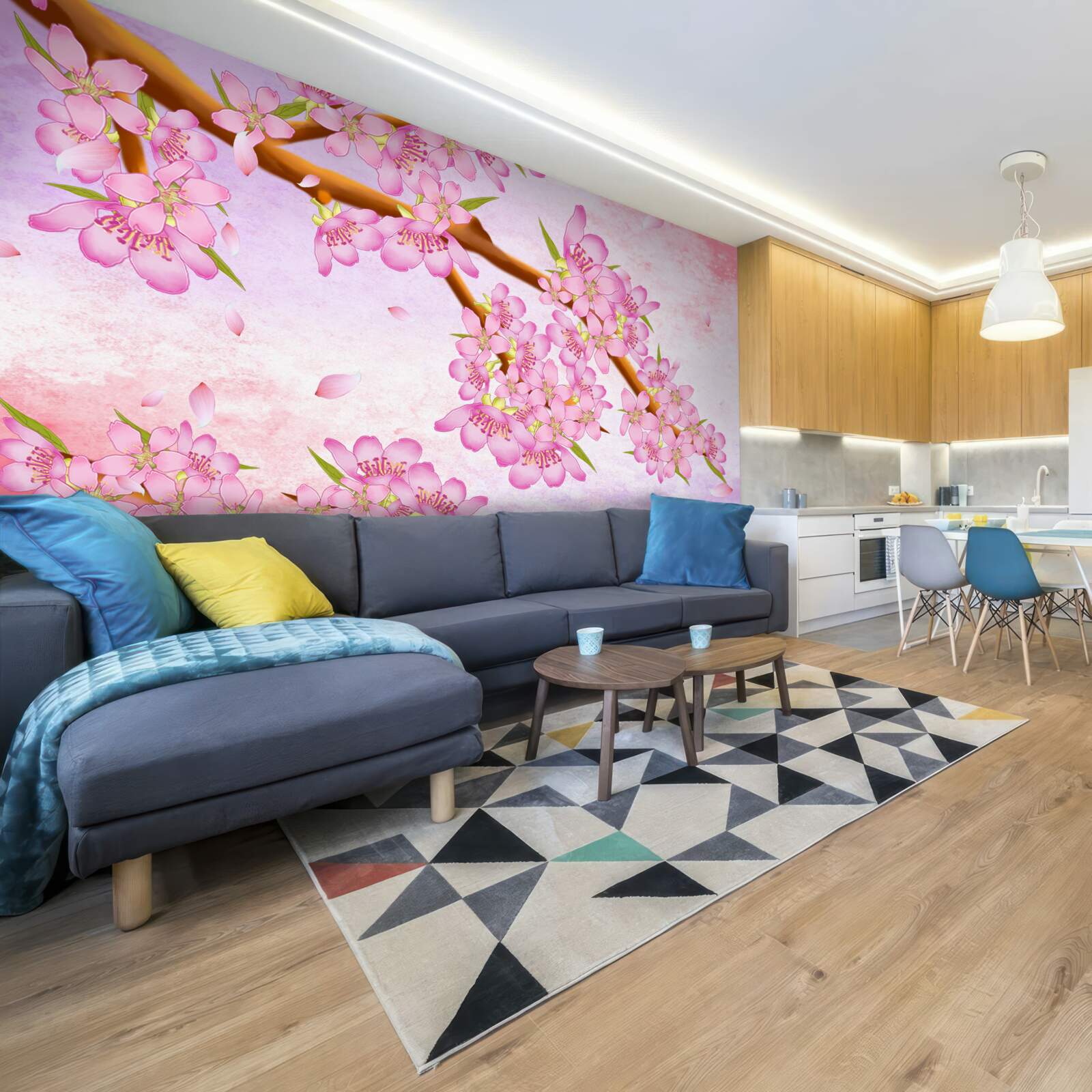 Fototapeta na konári kvitnú krásne ružové púčiky