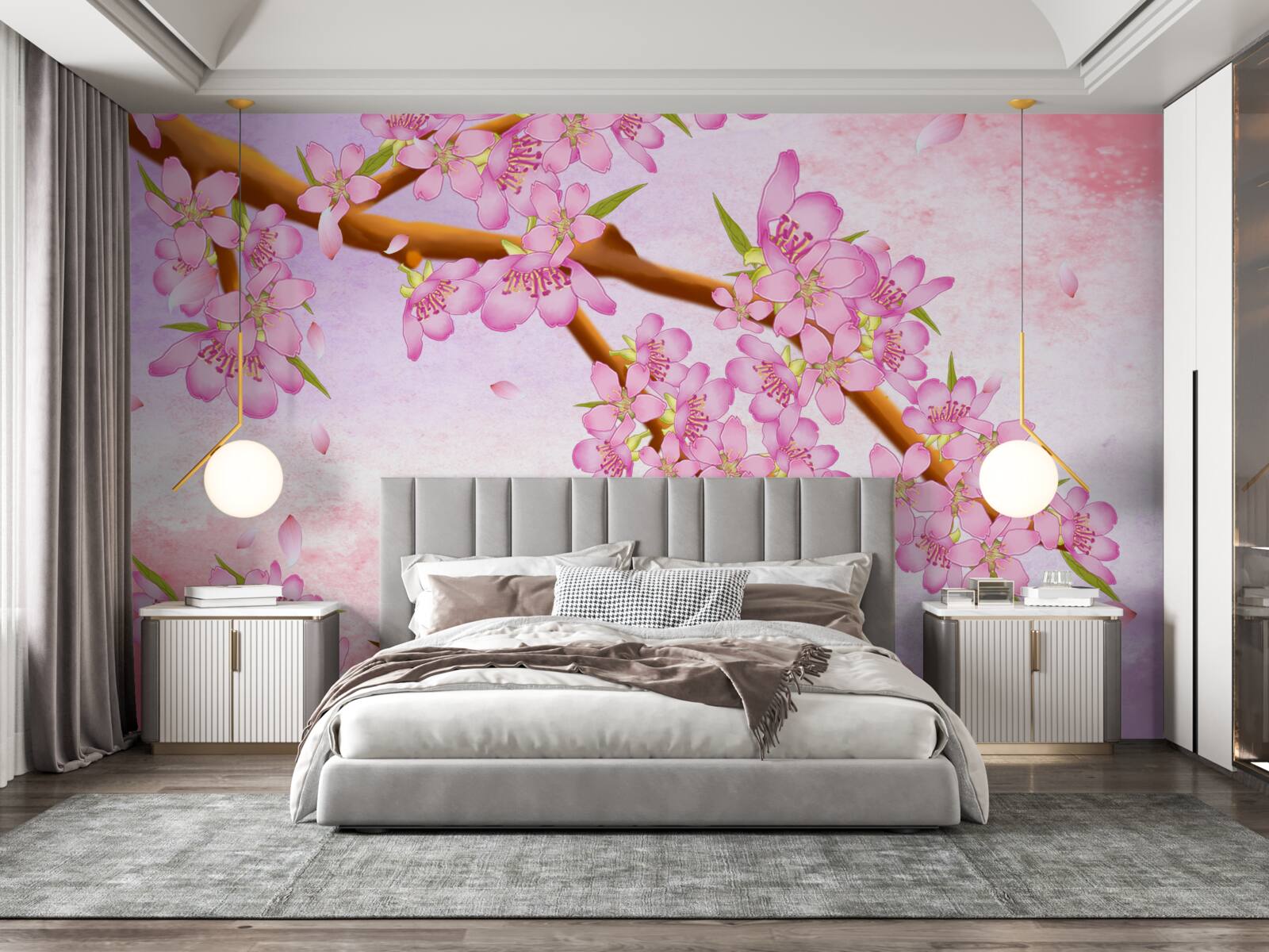 Fototapeta na konári kvitnú krásne ružové púčiky