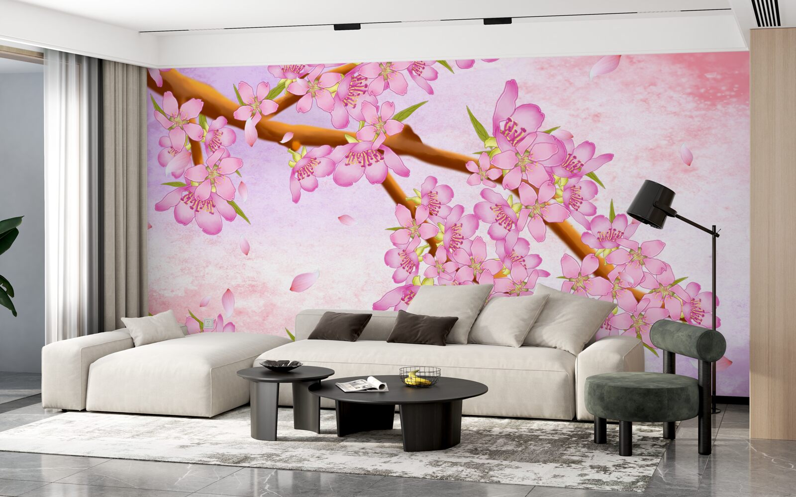 Fototapeta na konári kvitnú krásne ružové púčiky