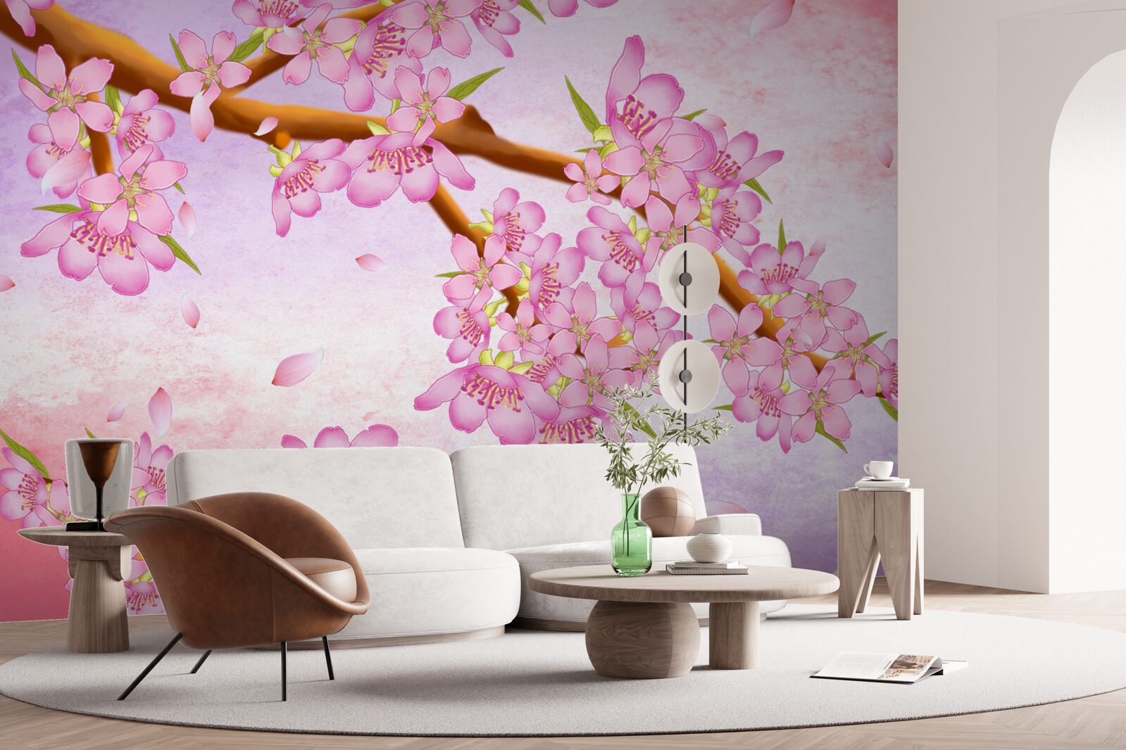 Fototapeta na konári kvitnú krásne ružové púčiky