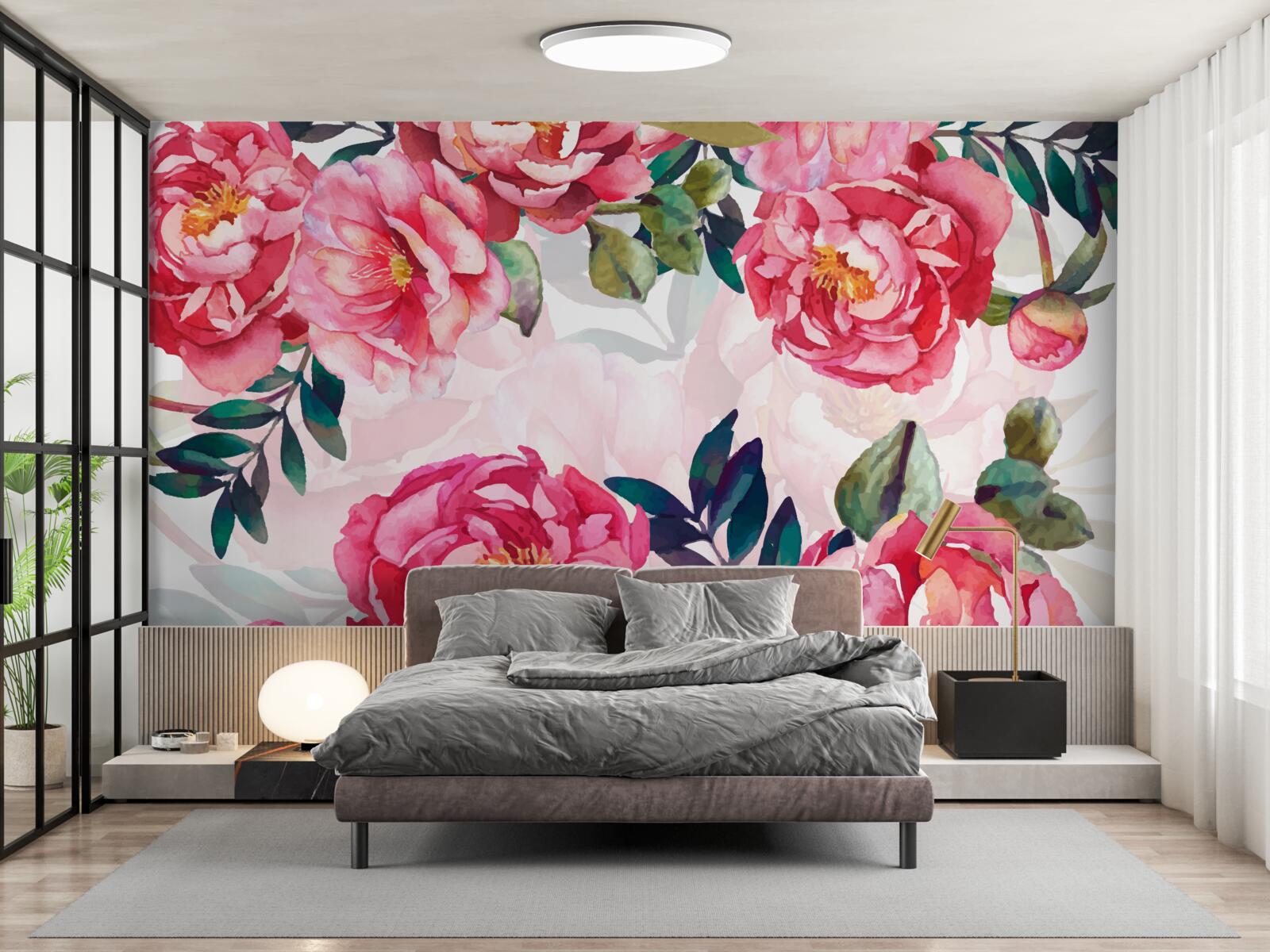 Fototapeta pivonky sú veľké a šarlátovej farby