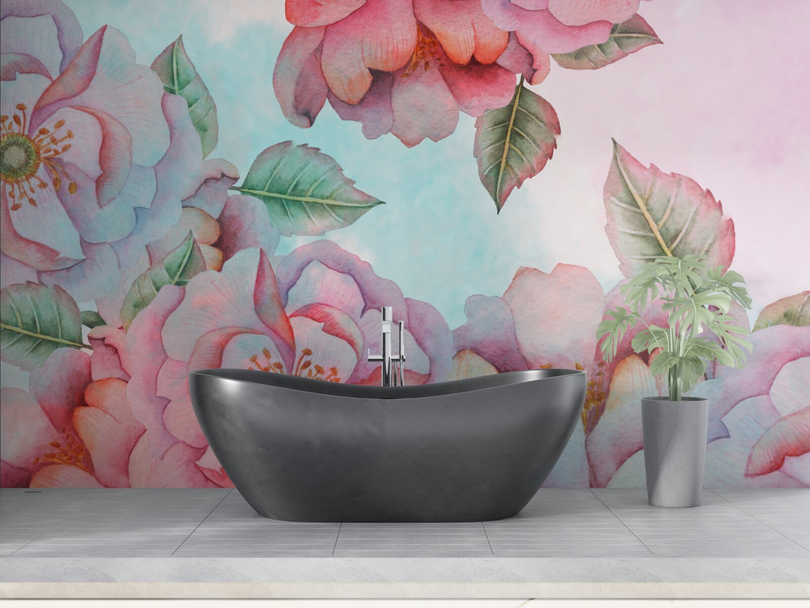 Fototapeta kvetinový akvarel