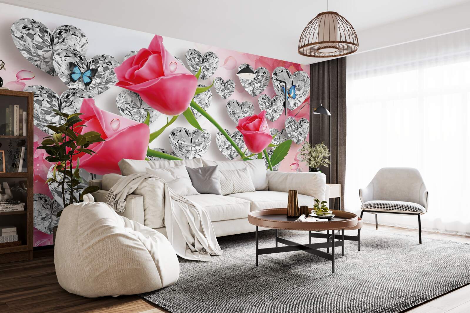 Fototapeta diamanty a červené ruže