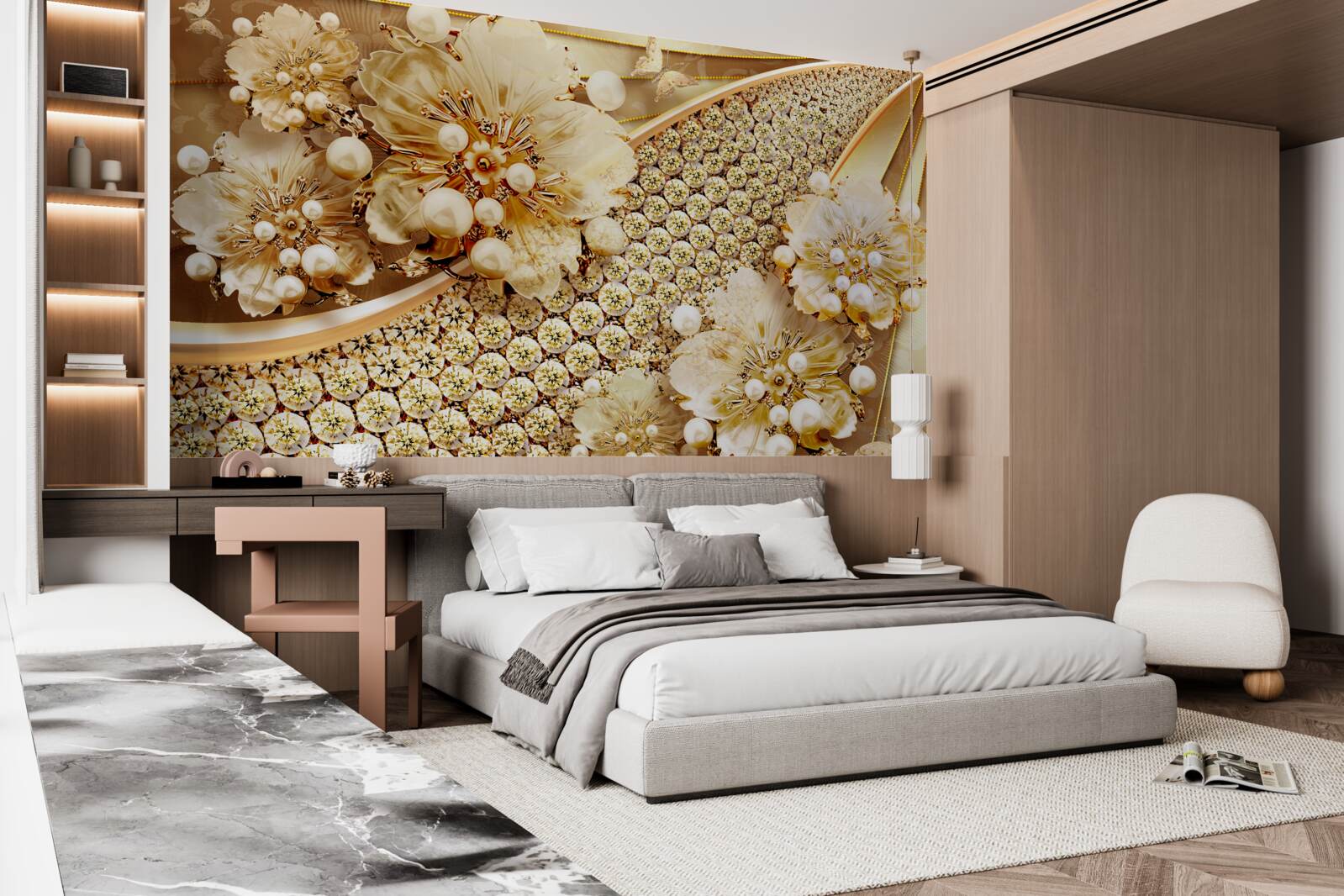 Fototapeta farby zlata a zlatých perál