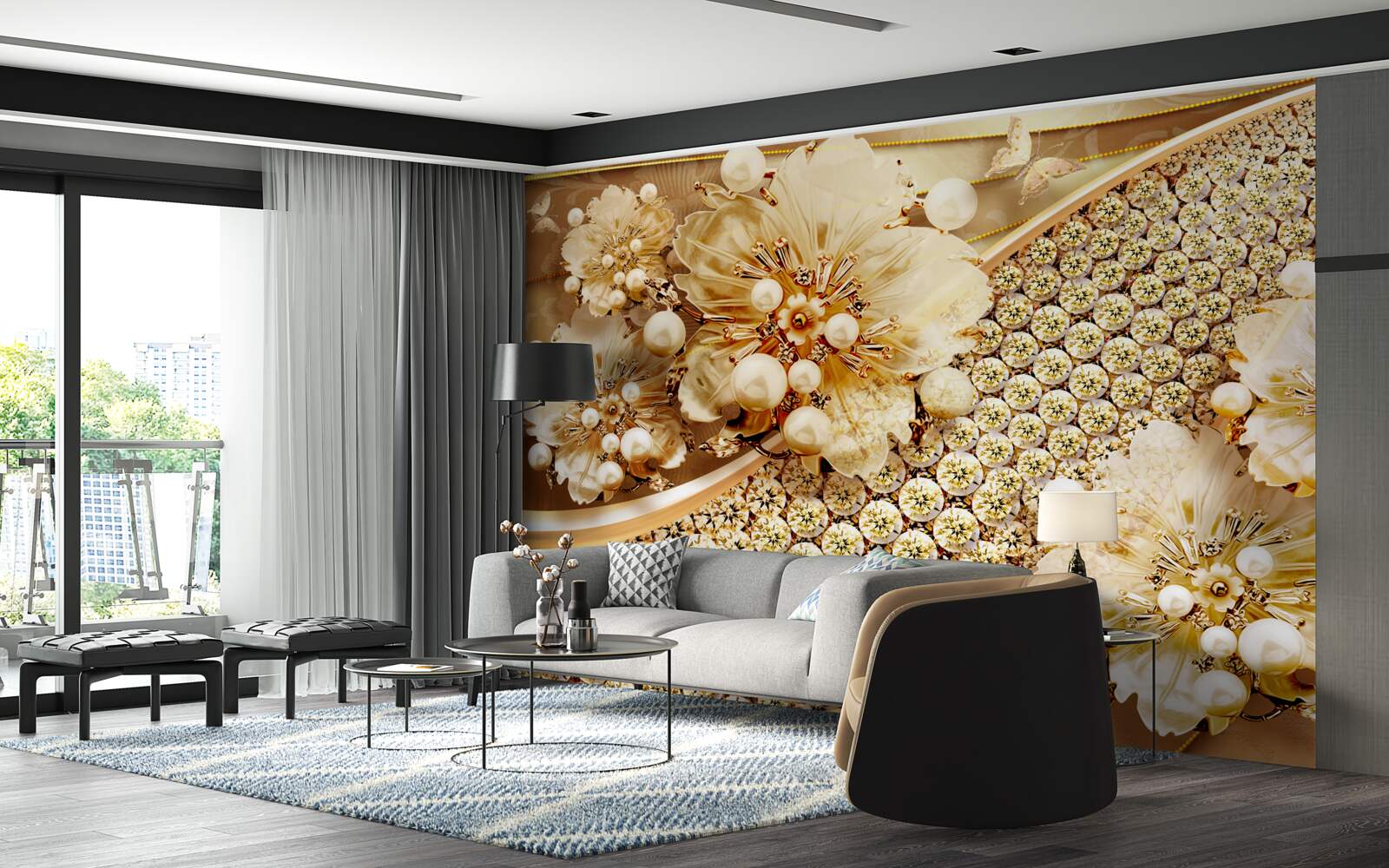 Fototapeta farby zlata a zlatých perál