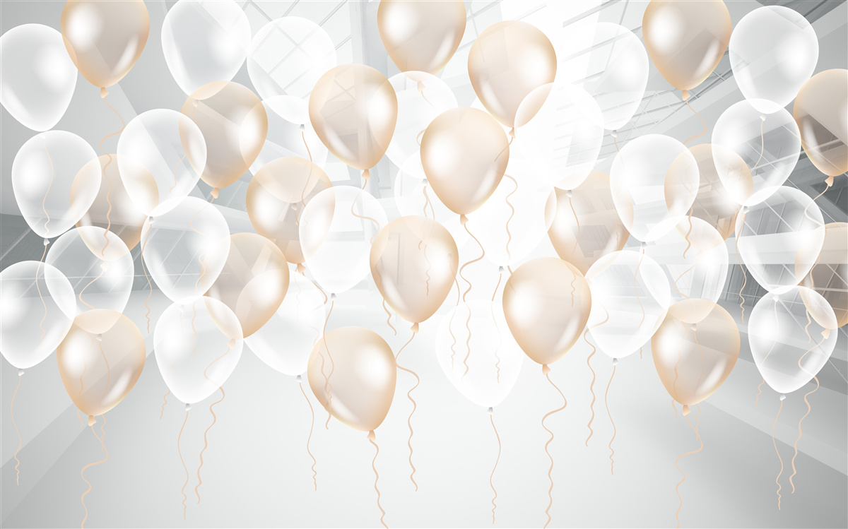 Fototapeta biele a zlaté balóny