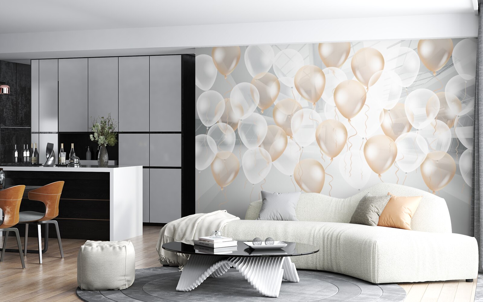 Fototapeta biele a zlaté balóny