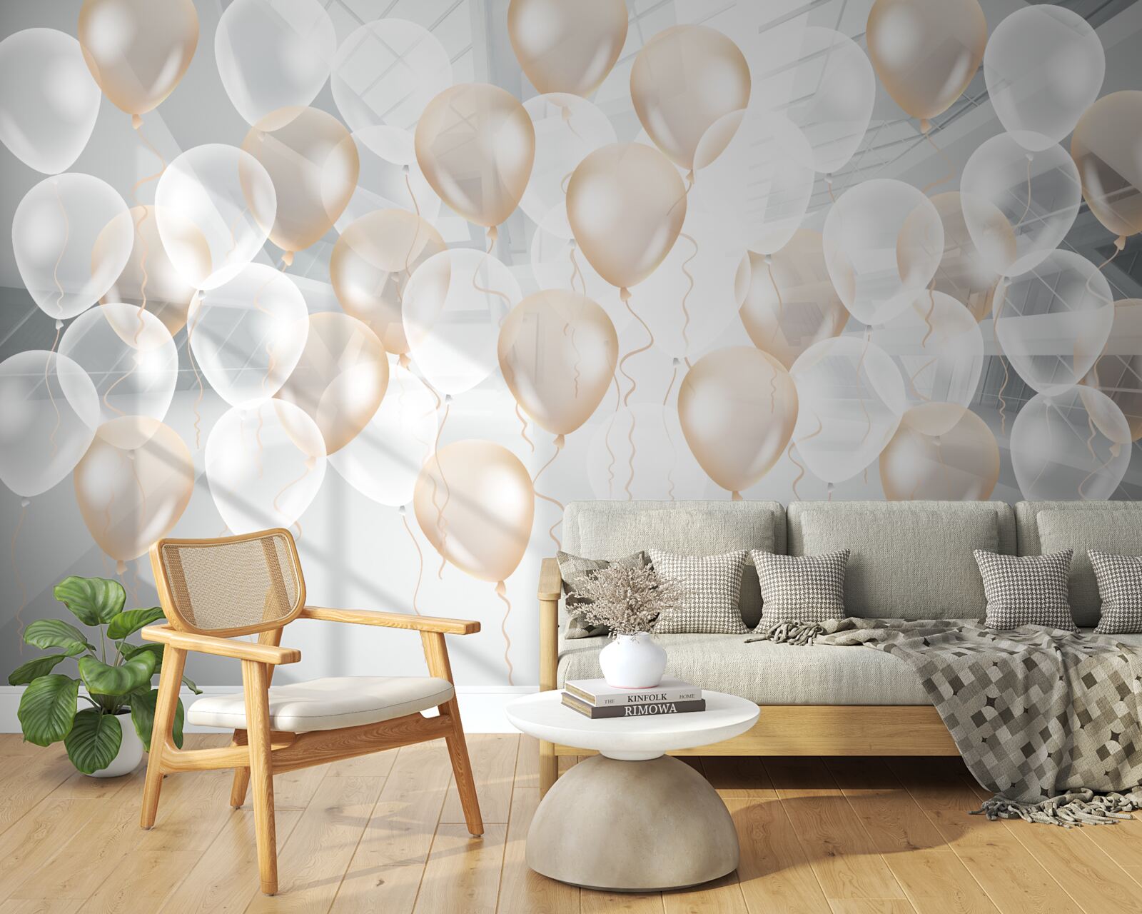 Fototapeta biele a zlaté balóny