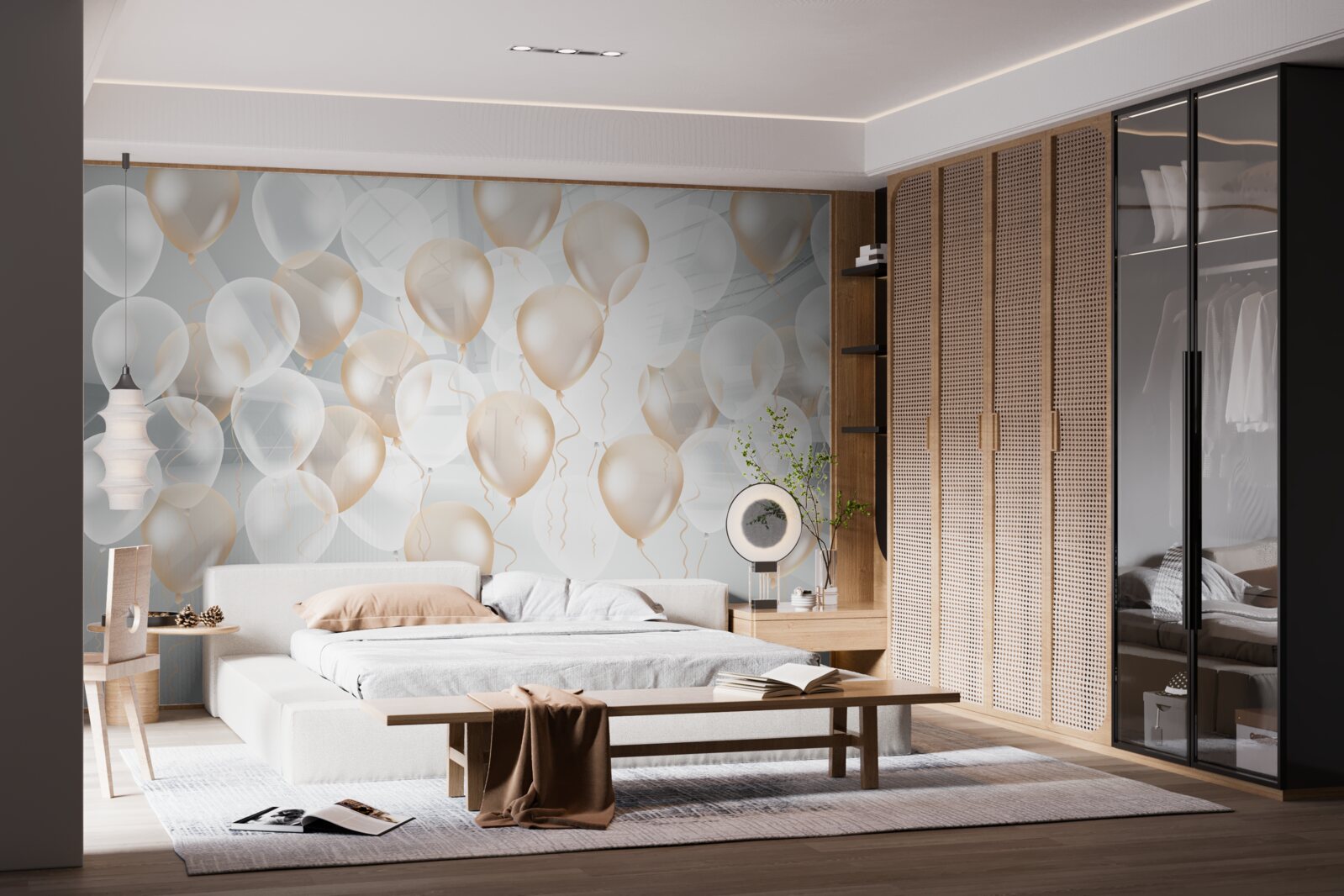 Fototapeta biele a zlaté balóny