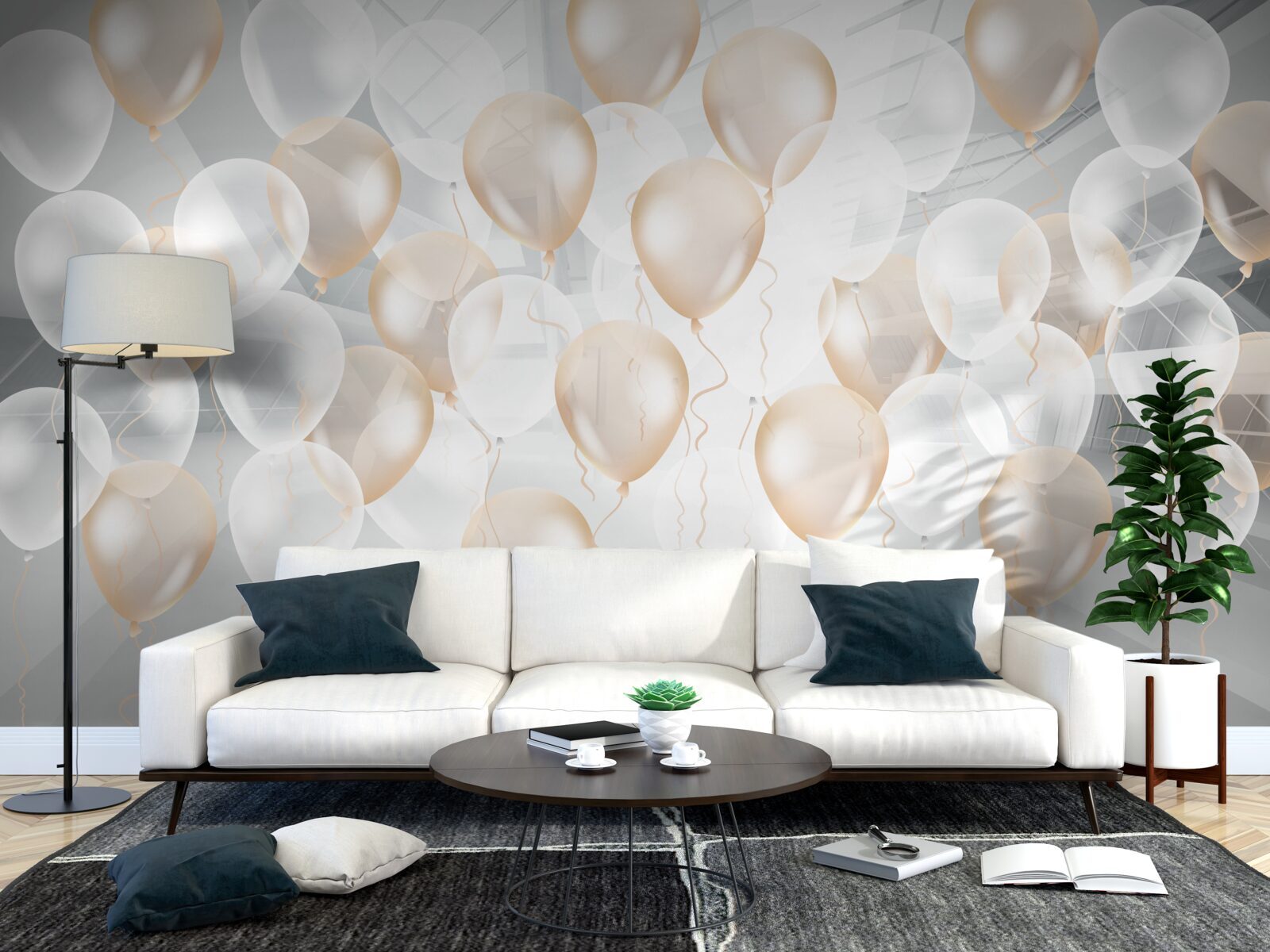 Fototapeta biele a zlaté balóny