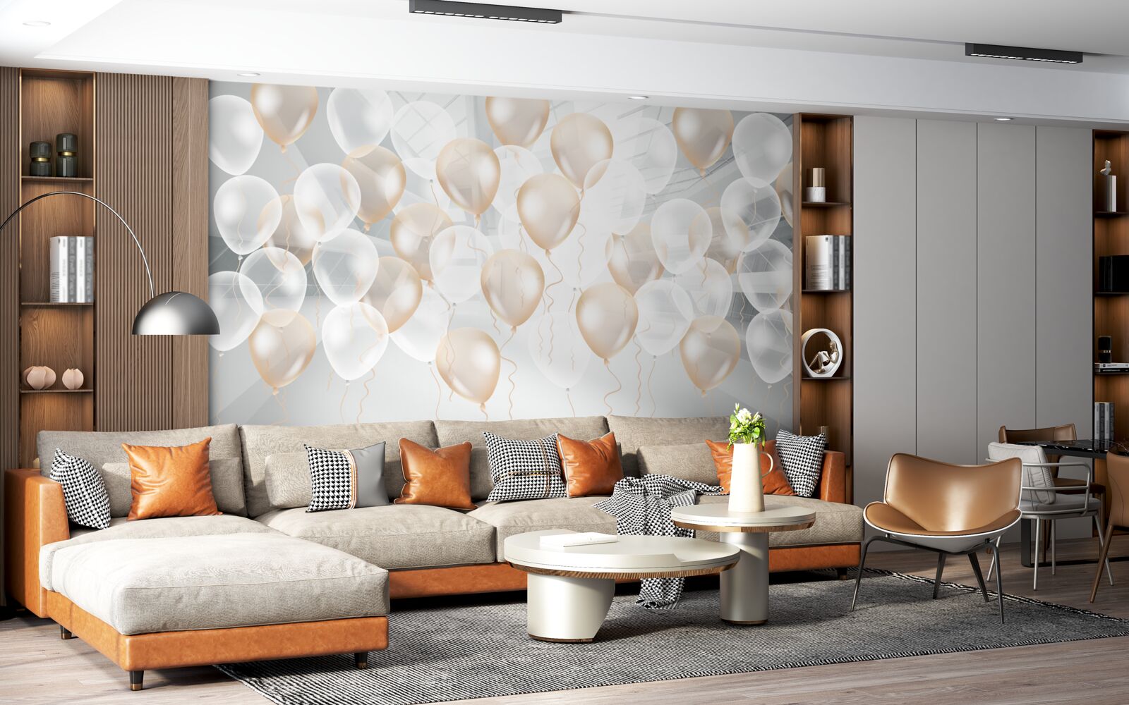 Fototapeta biele a zlaté balóny