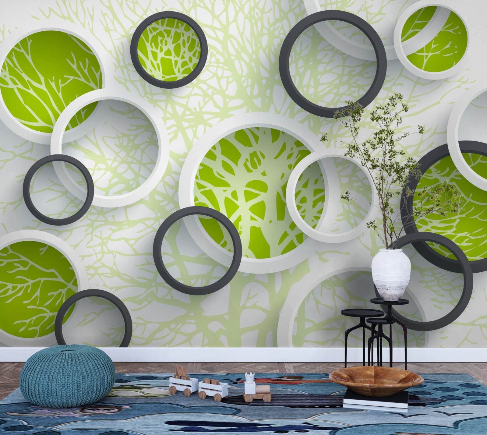 Fototapeta kruhy šošovky odrážajú zeleň listov stromu