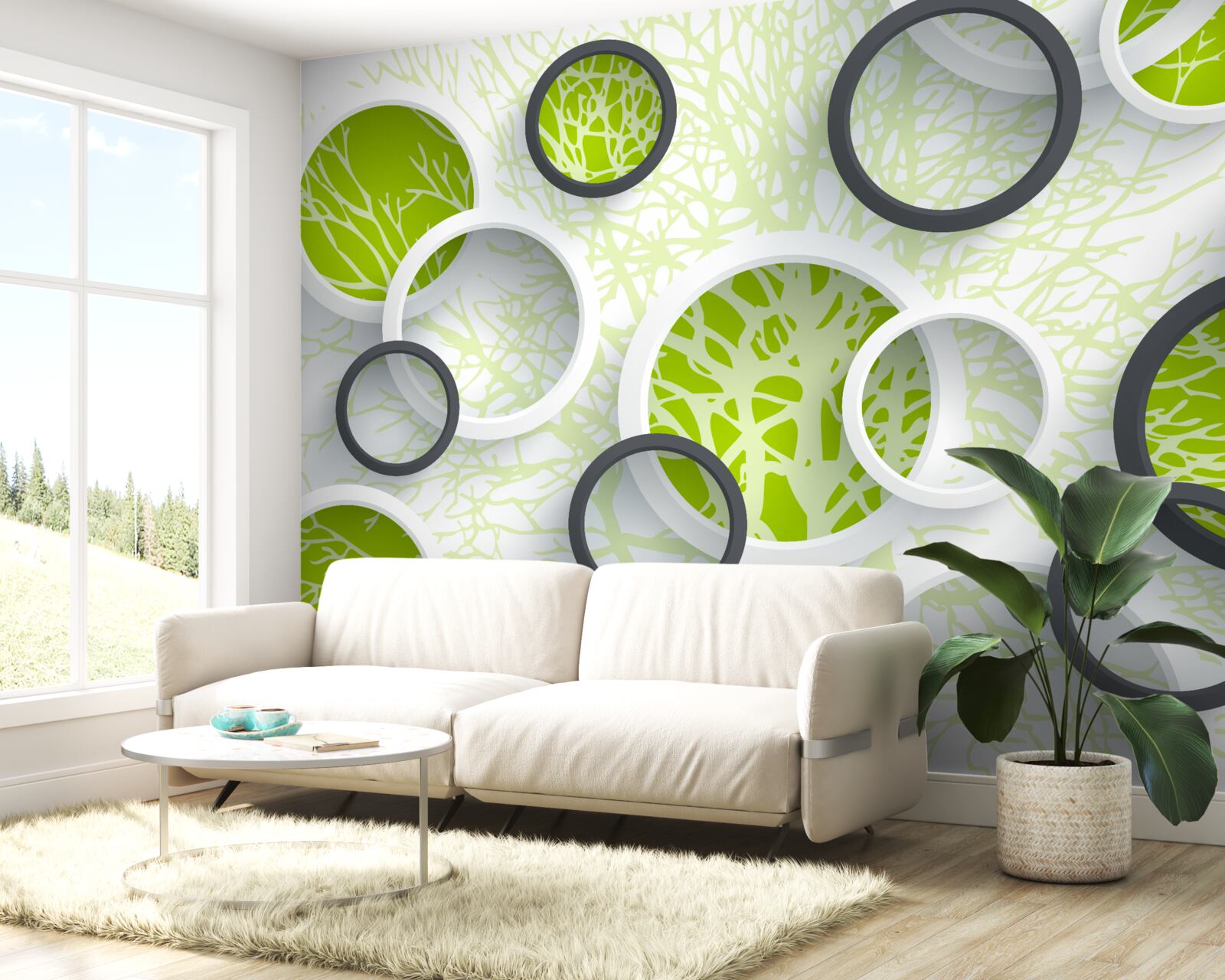 Fototapeta kruhy šošovky odrážajú zeleň listov stromu