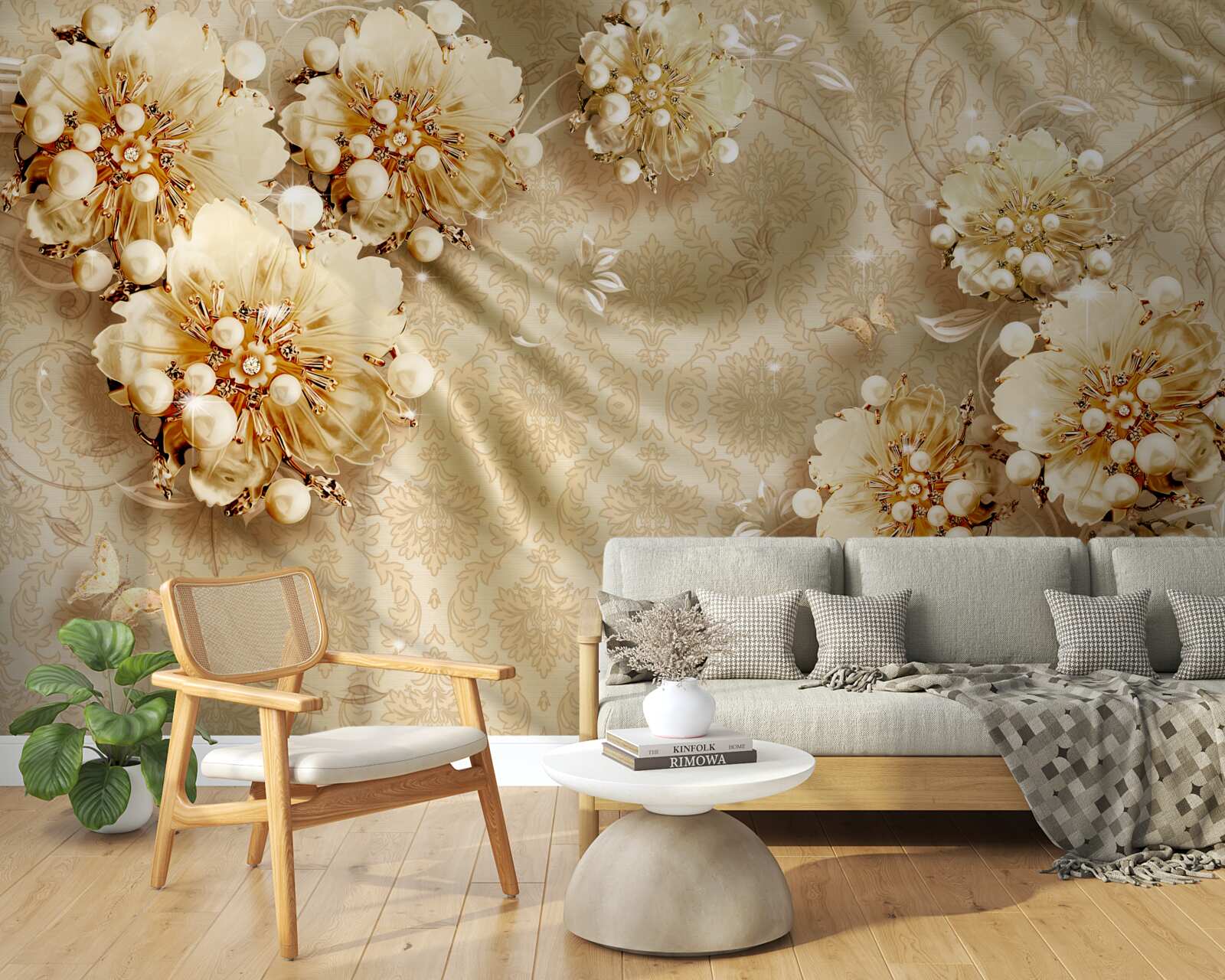 Fototapeta v odtieňoch kvetov a hodvábu dominujú odtiene hnedej