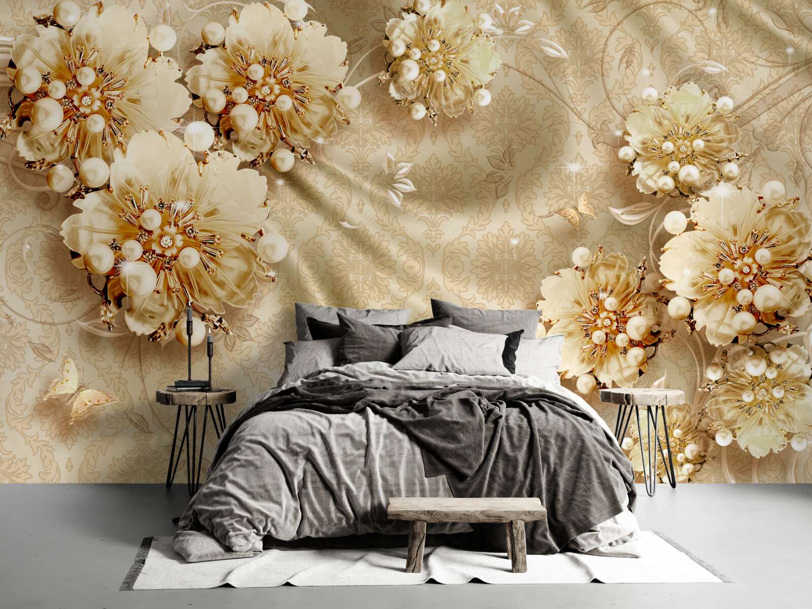 Fototapeta v odtieňoch kvetov a hodvábu dominujú odtiene hnedej