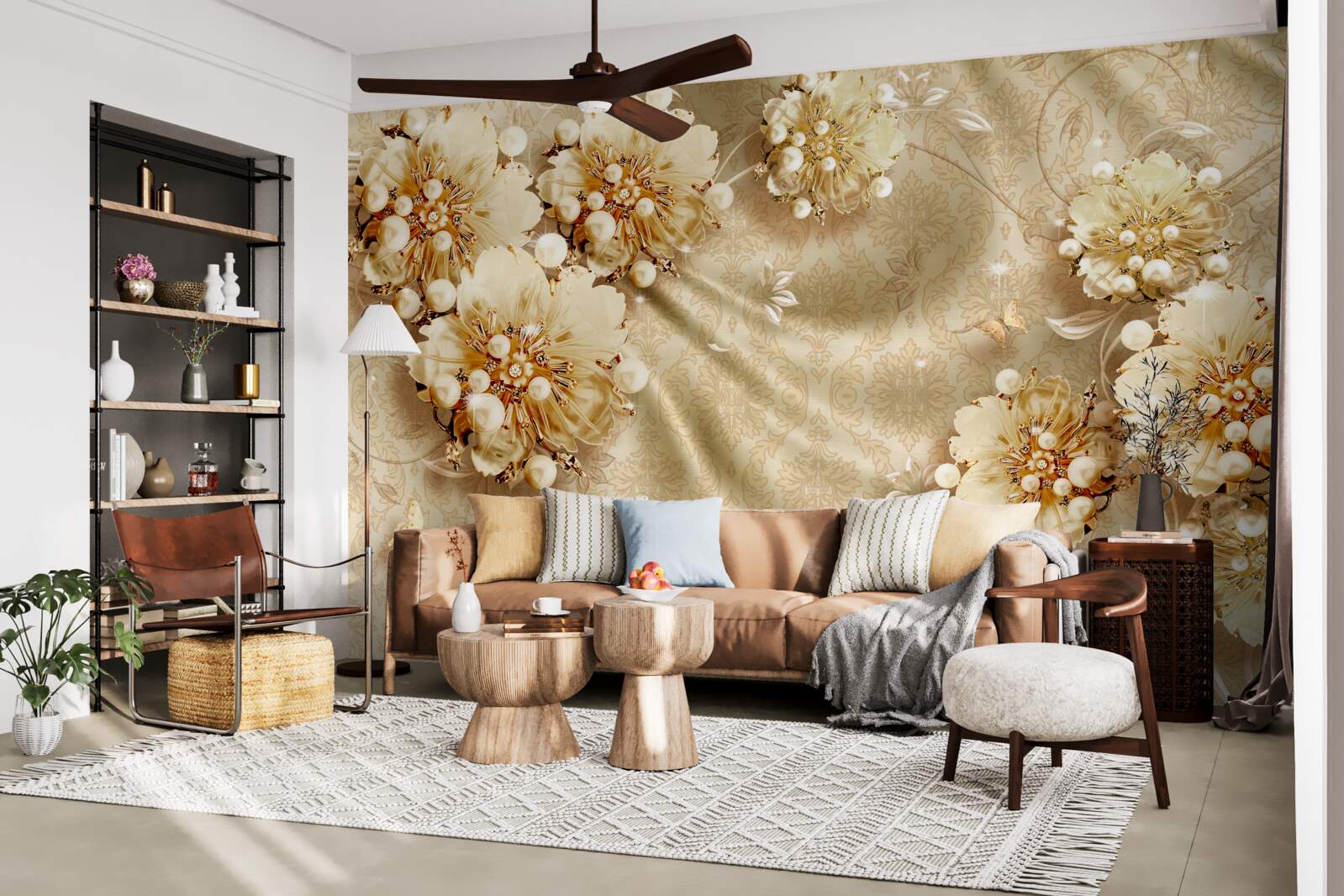 Fototapeta v odtieňoch kvetov a hodvábu dominujú odtiene hnedej