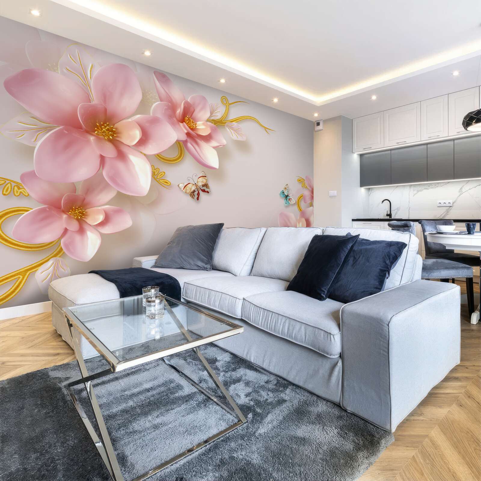 Fototapeta atraktívne kvety z ružového porcelánu