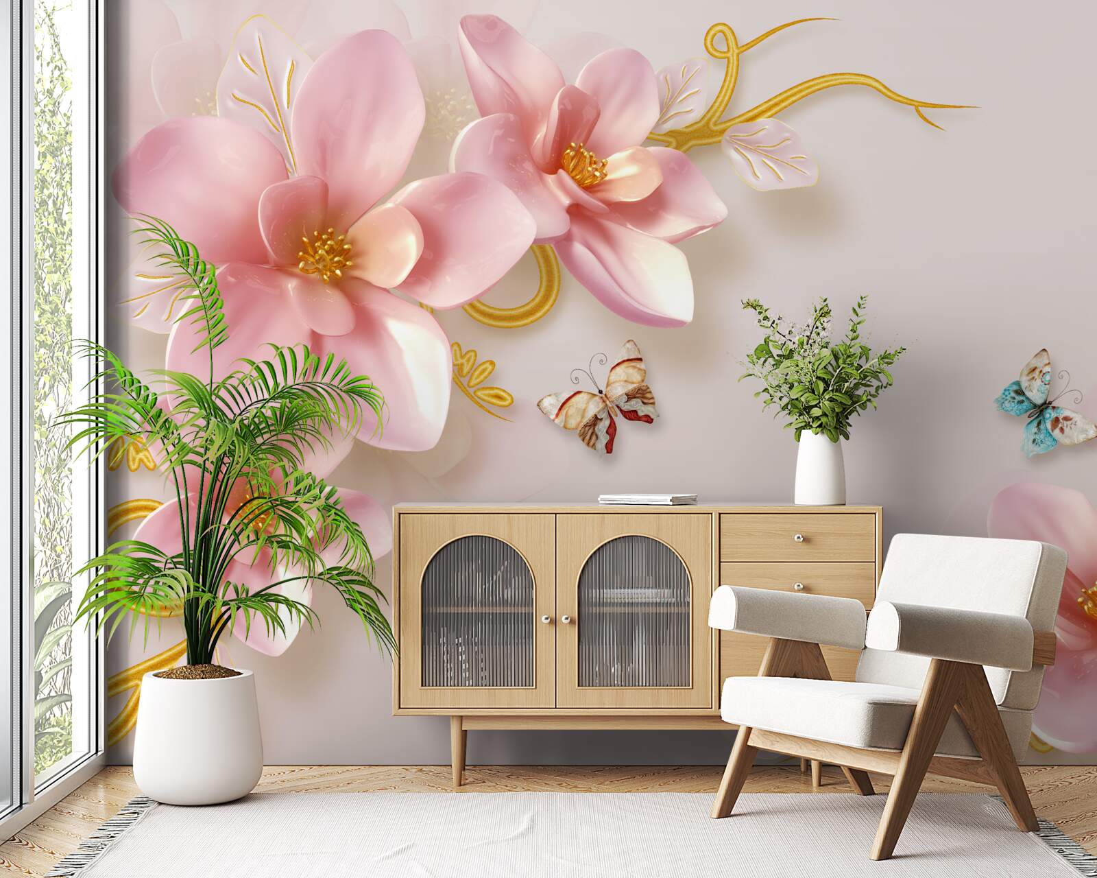 Fototapeta atraktívne kvety z ružového porcelánu