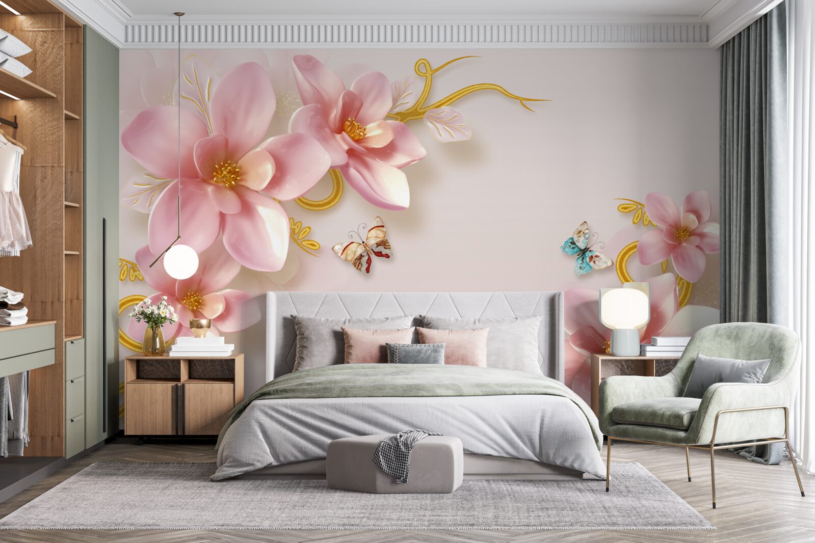 Fototapeta atraktívne kvety z ružového porcelánu