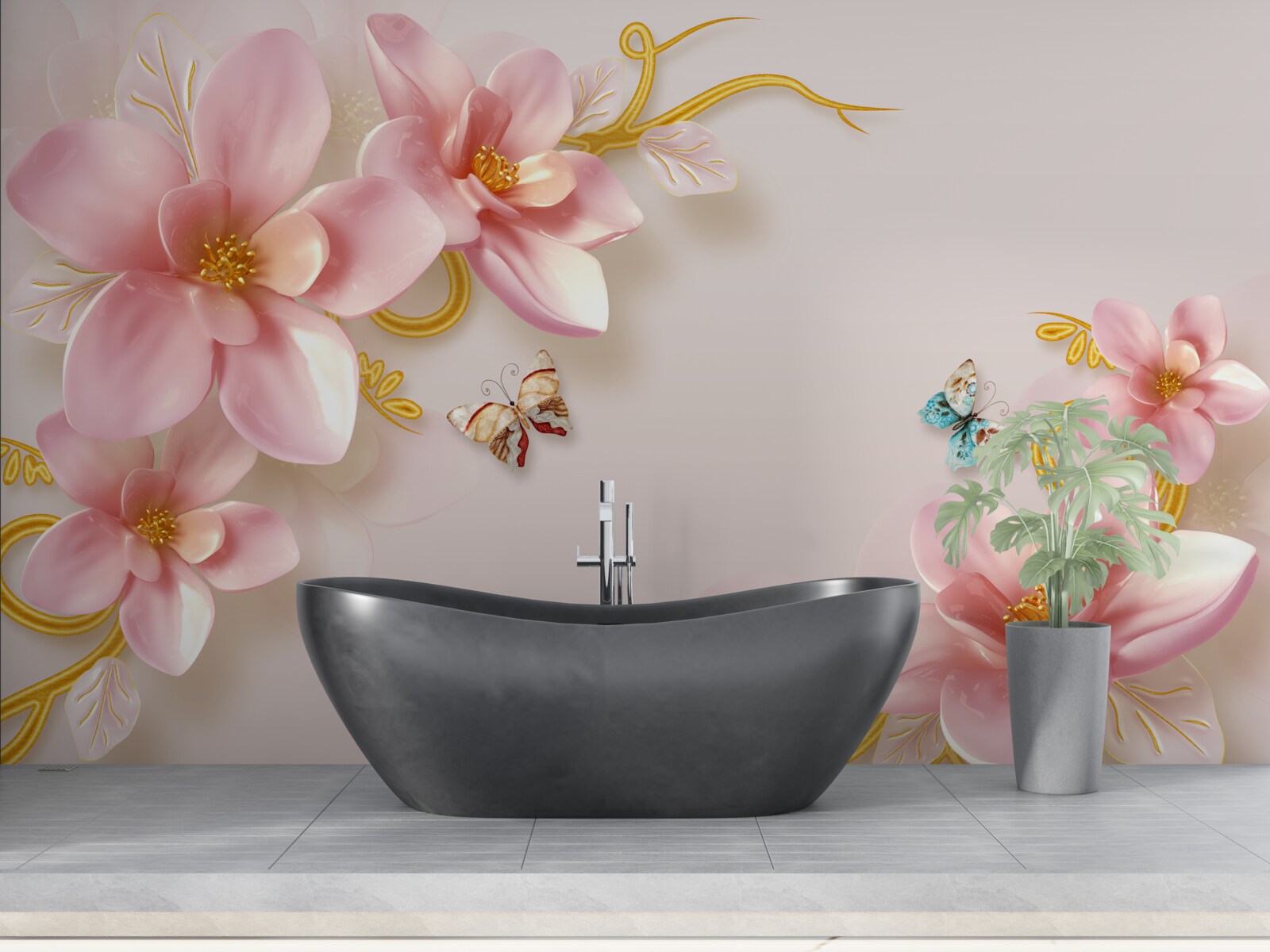 Fototapeta atraktívne kvety z ružového porcelánu