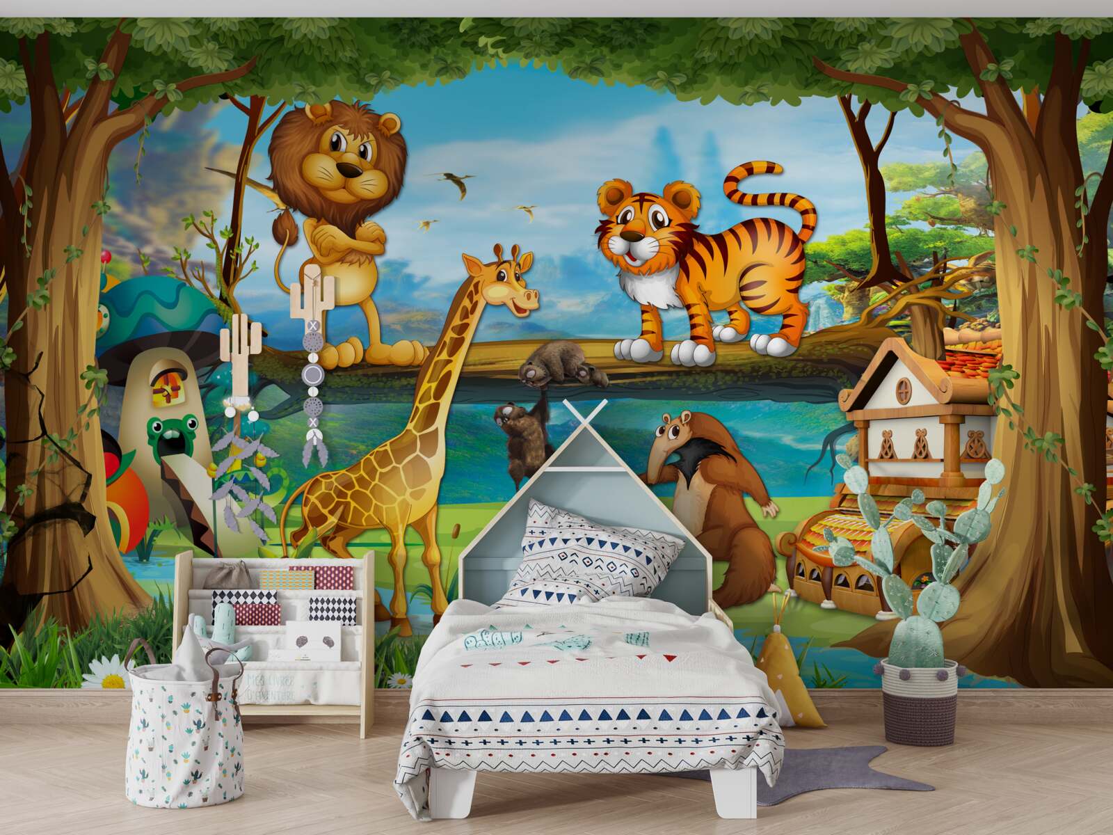 Fototapeta zvieratá pri rybníku v lese