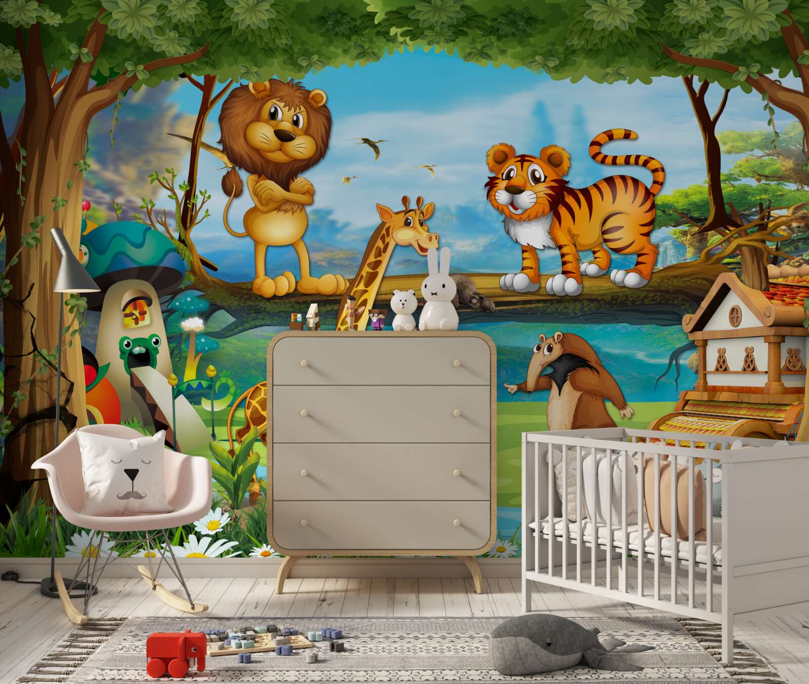 Fototapeta zvieratá pri rybníku v lese