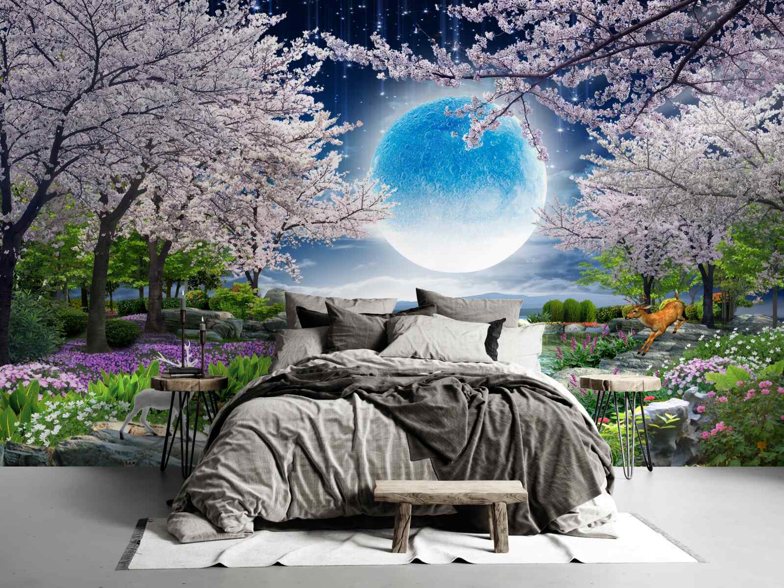 Fototapeta magický les pod kupolou obrovského mesiaca