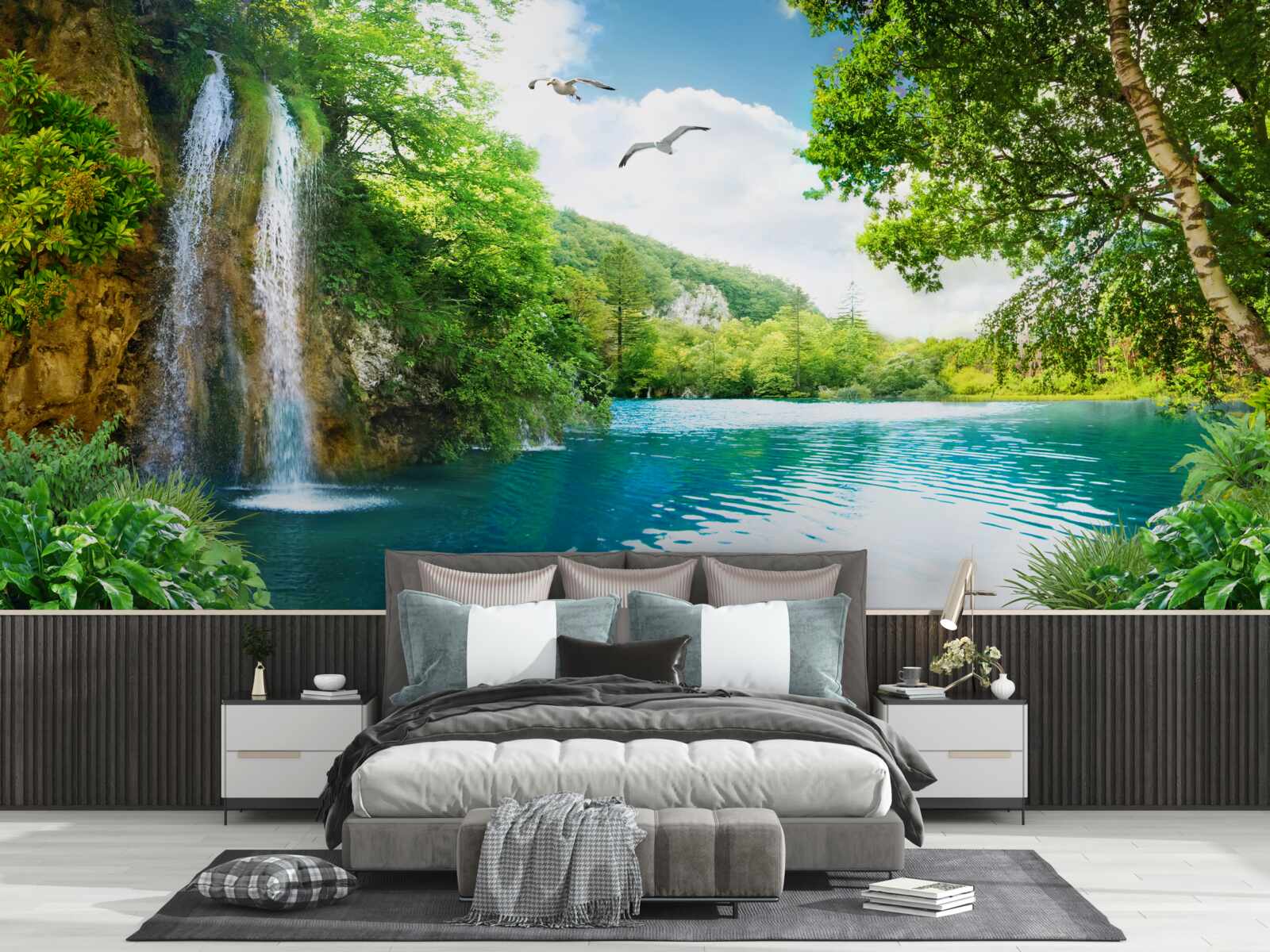 Fototapeta rozprávková krása prírody obteká vodopád a jazero