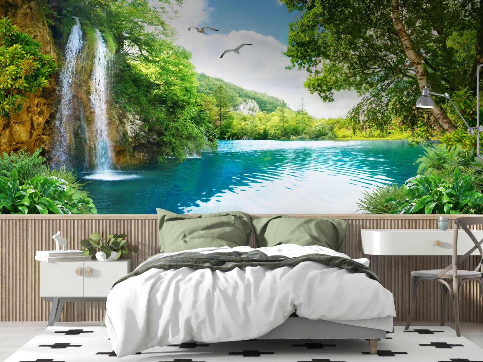 Fototapeta rozprávková krása prírody obteká vodopád a jazero