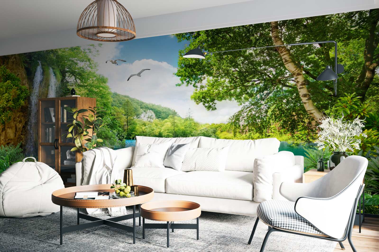 Fototapeta rozprávková krása prírody obteká vodopád a jazero