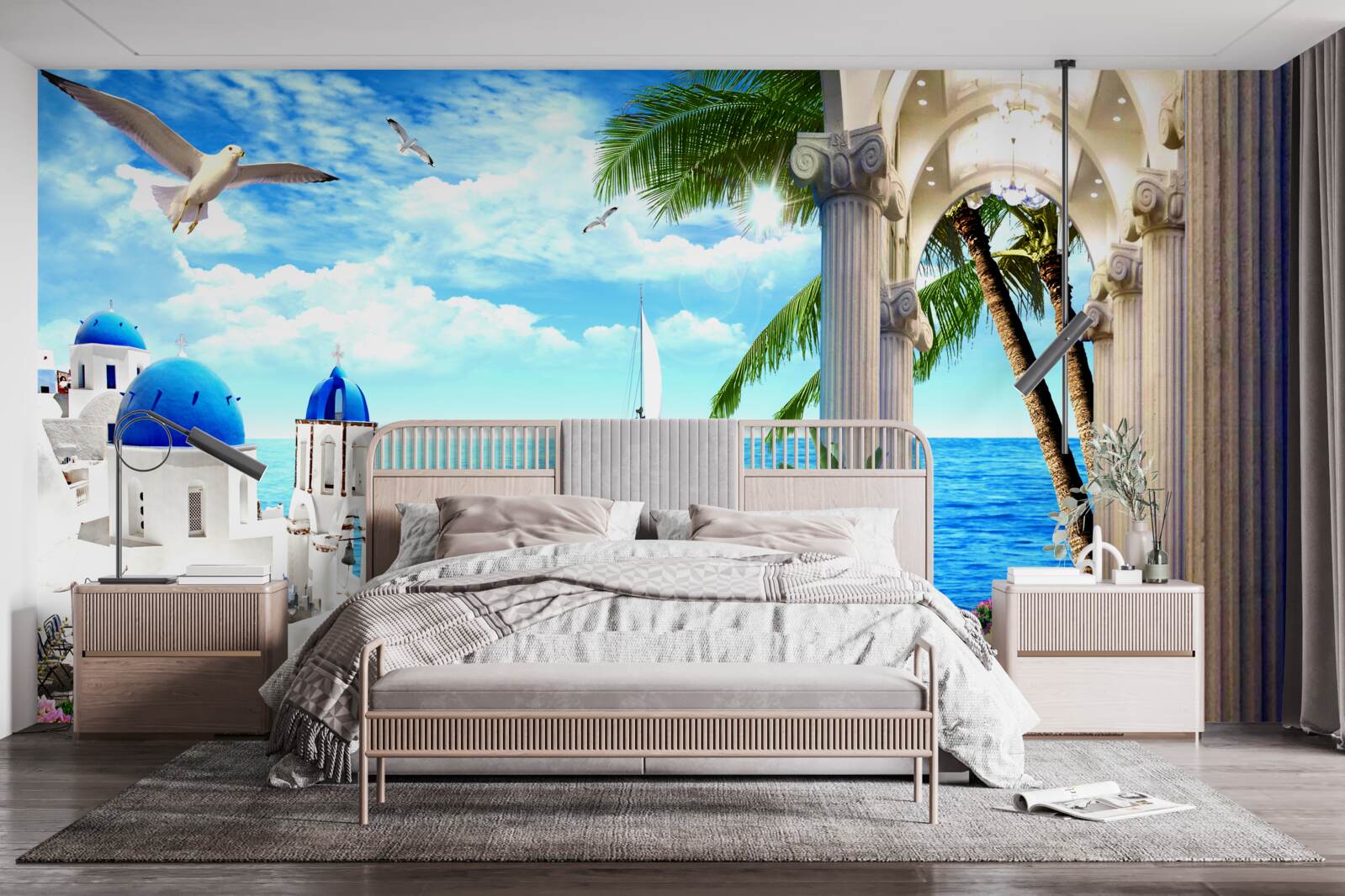 Fototapeta Grécka kolonáda vedúca k moru