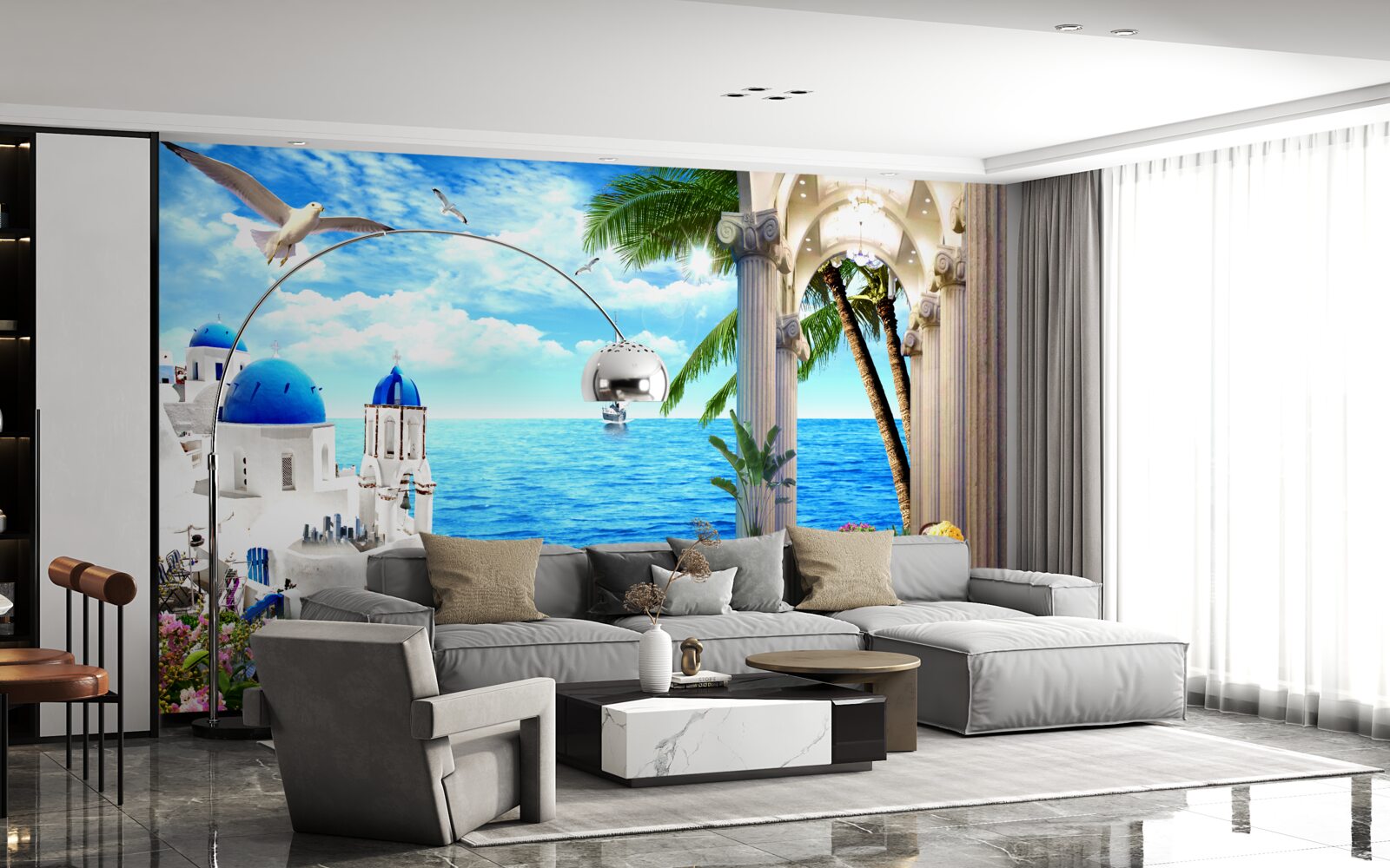 Fototapeta Grécka kolonáda vedúca k moru