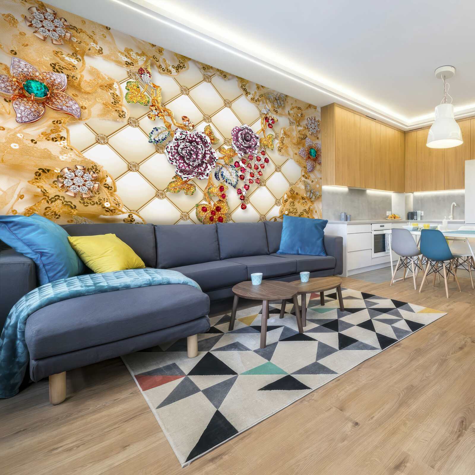 Fototapeta jesenné kvety zo zlata a kameňa